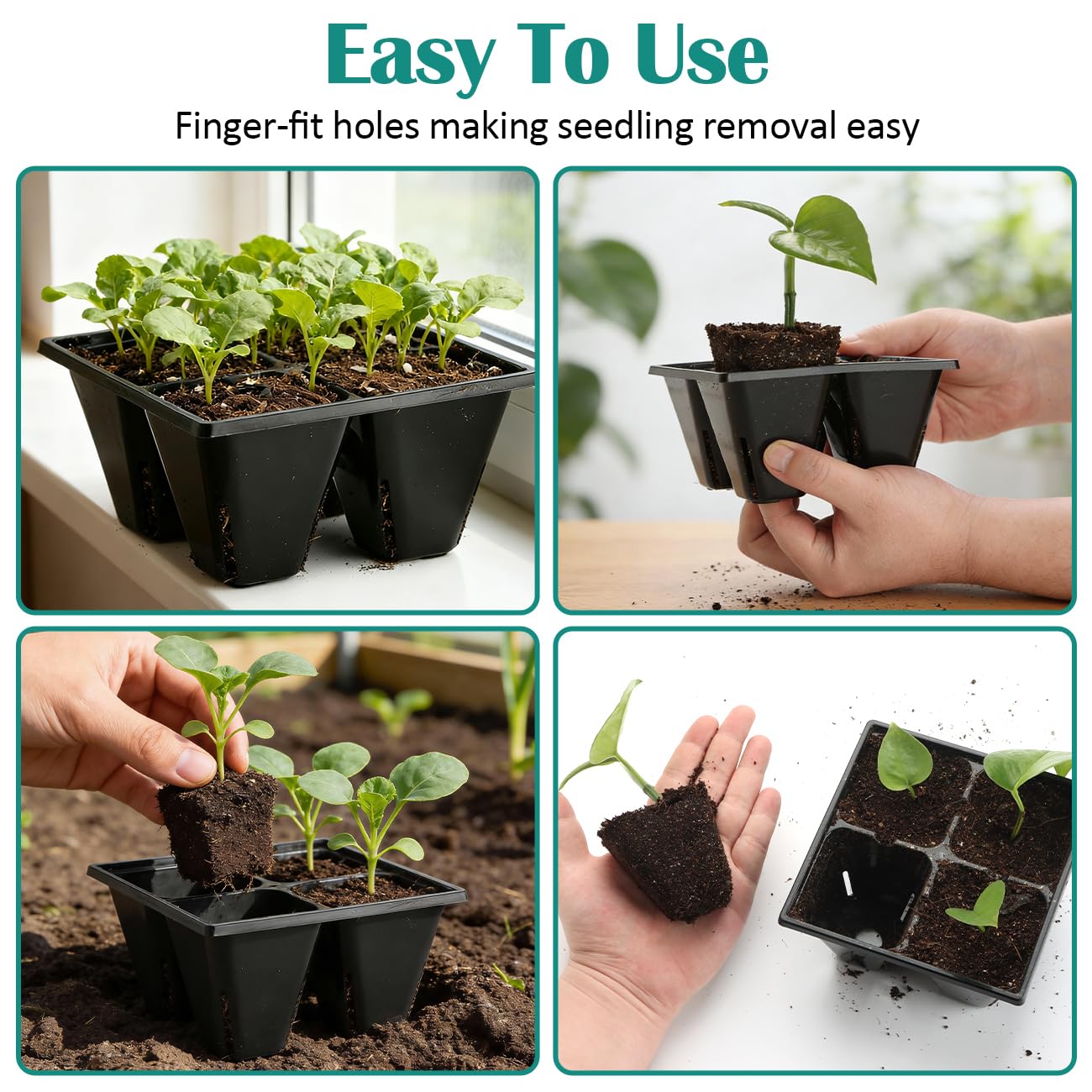 RooTrimmer 5 Pack 1020 Trays and 40 Pack Reusable 4-Cell Seed Starter Tray for Seedlings