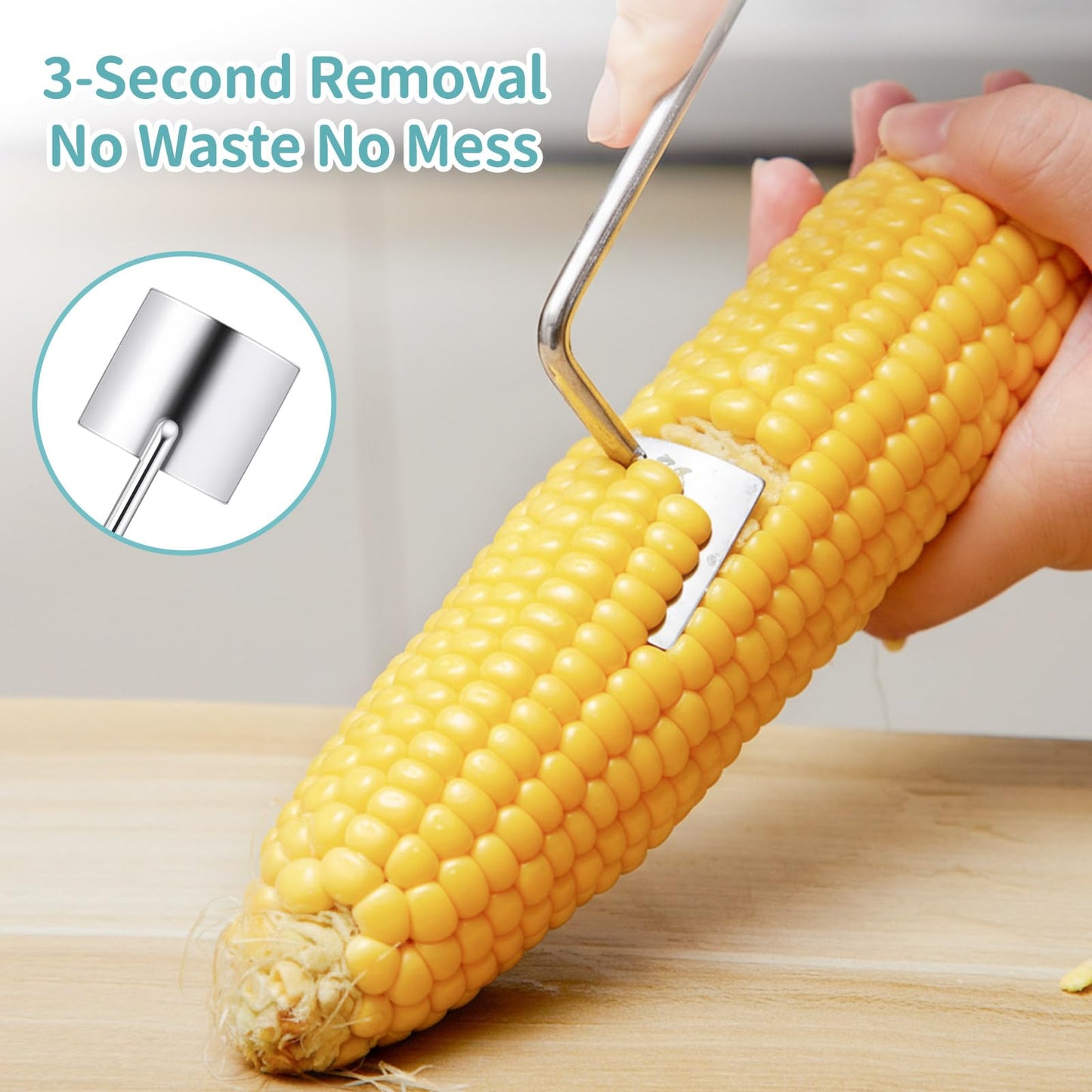 LemonRoad 4 Pcs Corn Cob Stripper, Long Handle Stainless Steel Stripping Tool, Corn on The Cob Remover, Fast and Safe, Suitable for Home Kitchens, Restaurant, Outdoor Bbqs Dining Enthusiasts