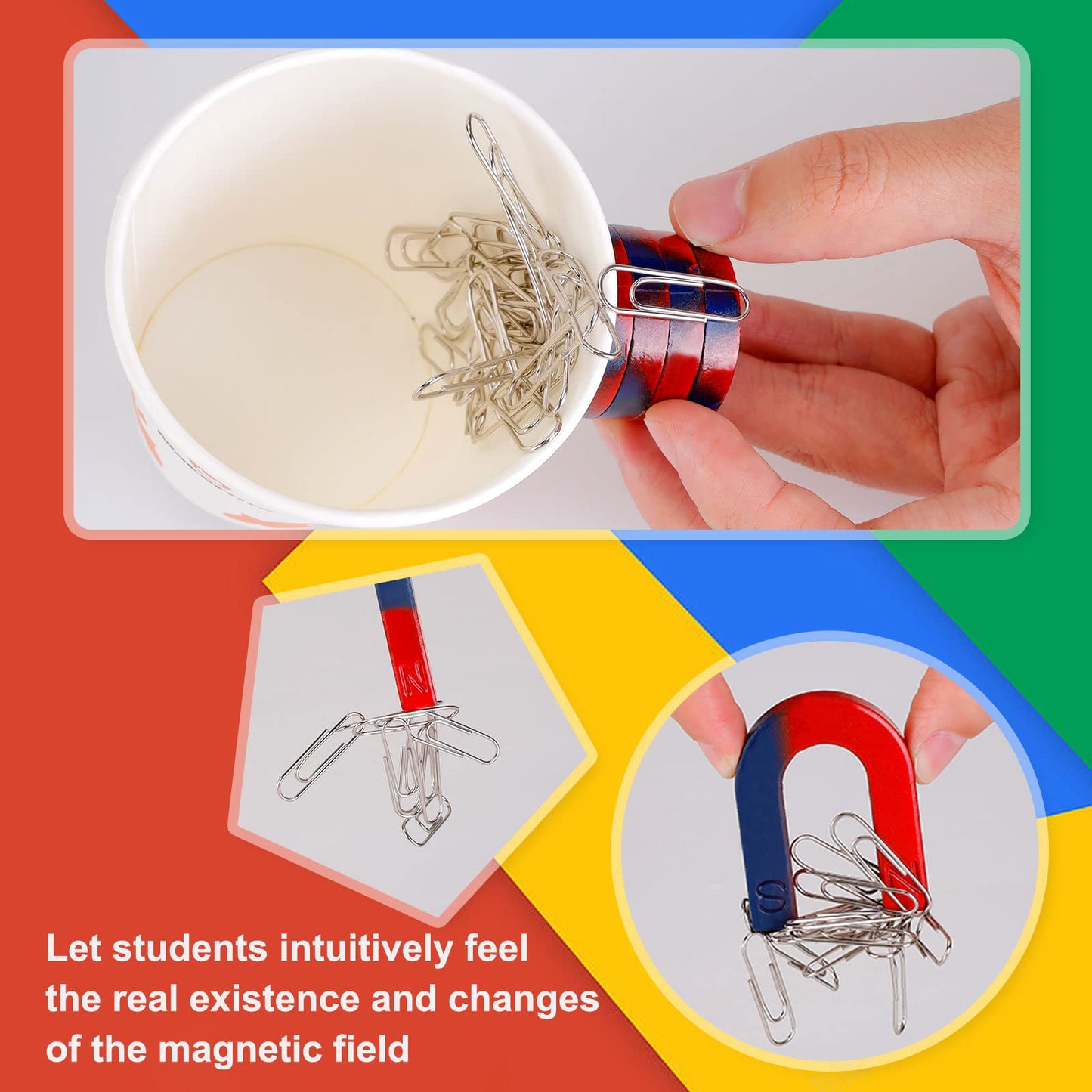 Science Magnet Kits for Kids: Educational Magnet Science Projects Experiment Tools Physics Lab Kits Includes Bar/Ring/Horseshoe/Compass/Iron Powder