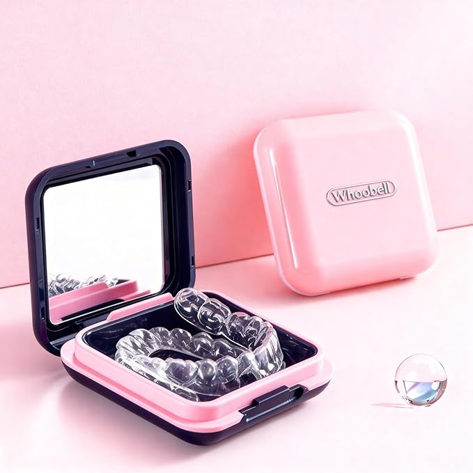 Retainer Case, Cute Retainer Case with Slim, Night Mouth Guard Case with Lid Hinge, Large Aligner Case, Inner Size 2.56, 2.36, 0.79inch（1pack)