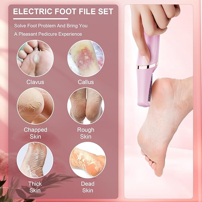 Callus Remover for Feet Rechargeable, Smooth Pedicure Wand Electric Foot File, Professional Pedicure Tools Kits Foot Scrubber for Smoother Feet Ideal Gift, Pedicure Kit Feet Care for Dead Dry Skin
