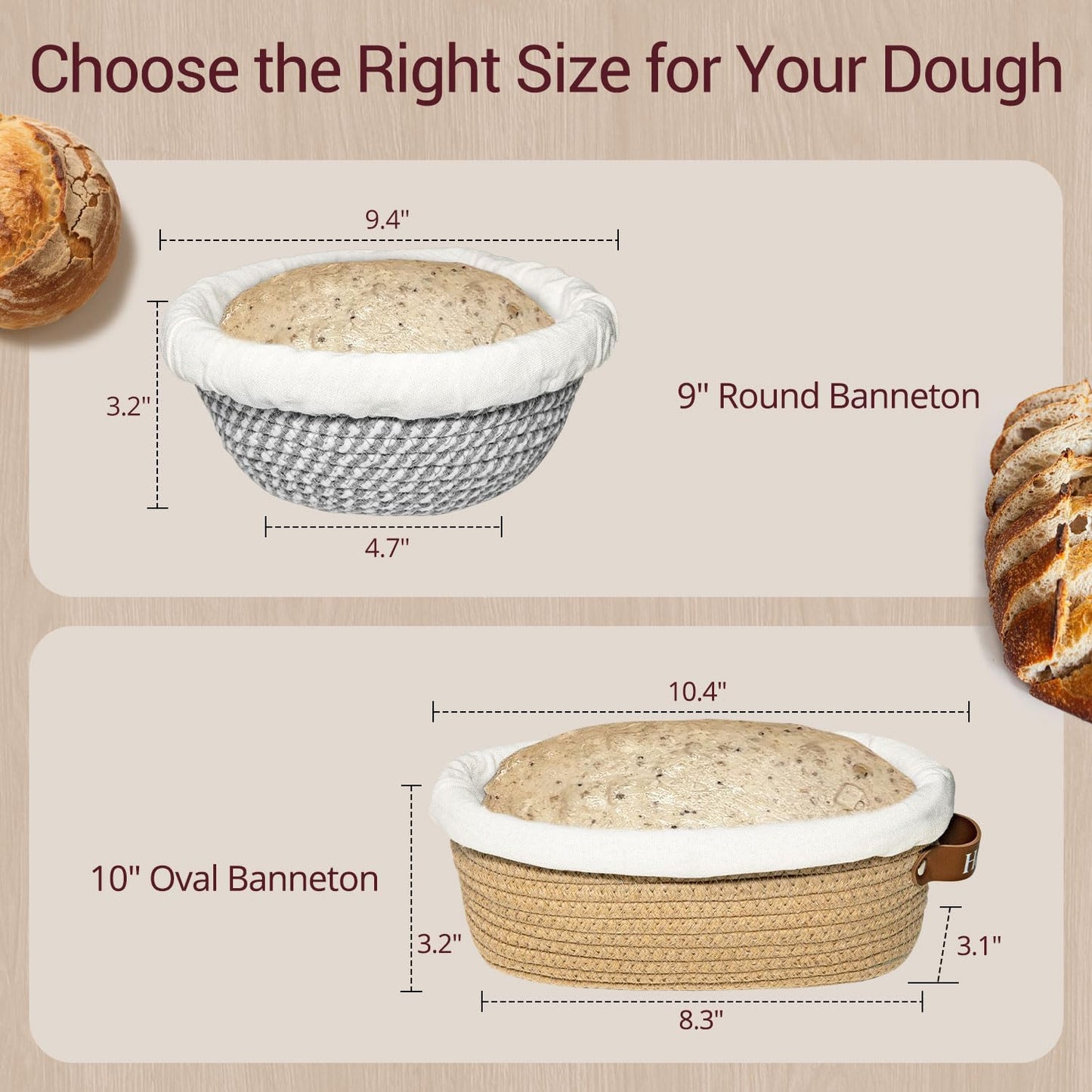 Banneton Bread Proofing Basket, Sourdough Proofing Basket, Oval & Round Proofing Baskets With Liners & Covers, Cotton Rope Sourdough Bread Baskets, Sourdough Bread Baking Supplies