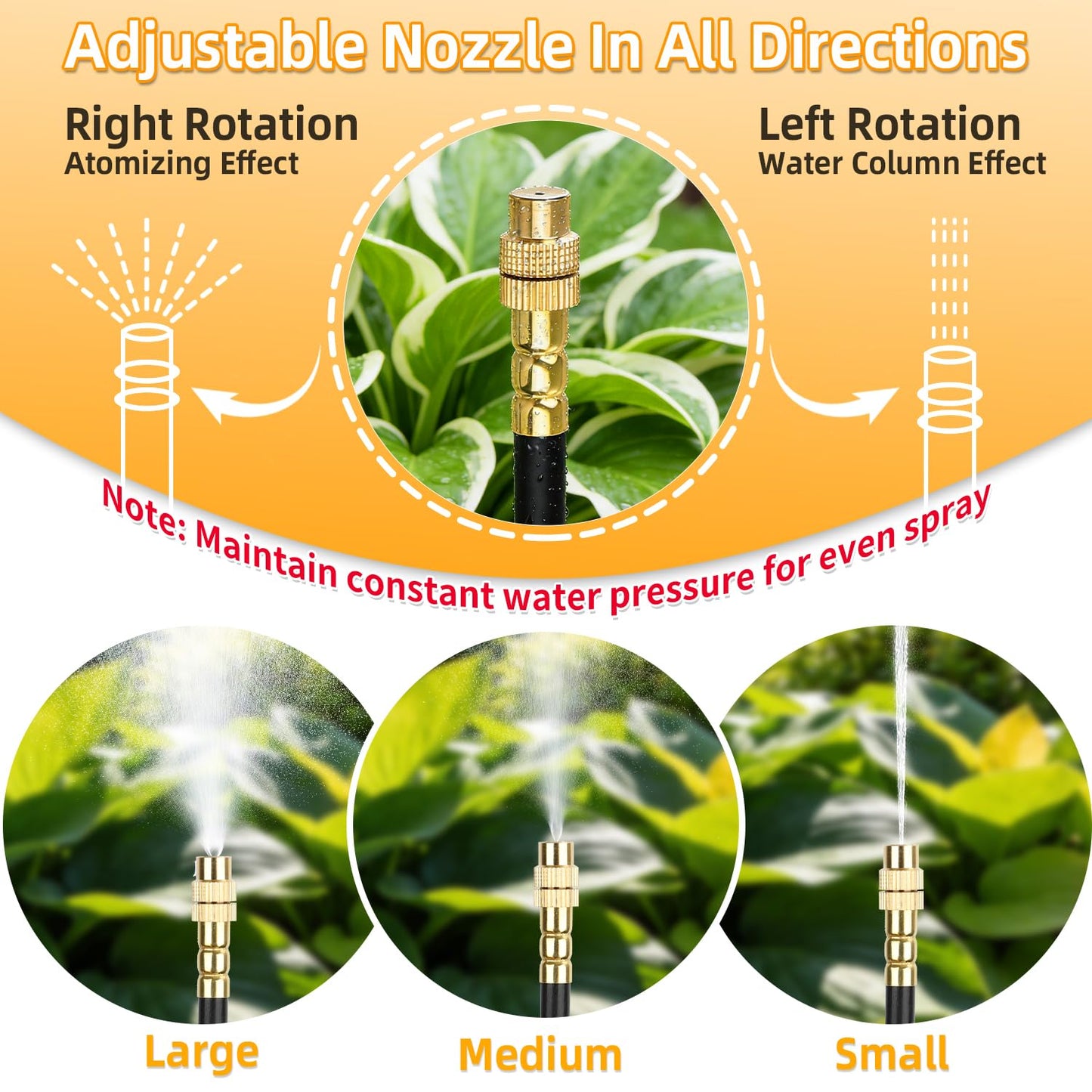 50FT Drip Irrigation System, 2026 Upgrade Garden Watering Kit with 12pcs 360° Adjustable Copper Nozzles, Automatic Atomizing Sprinkler System for Raised Beds, Lawn, Greenhouse, Outdoor Plants (50 ft)