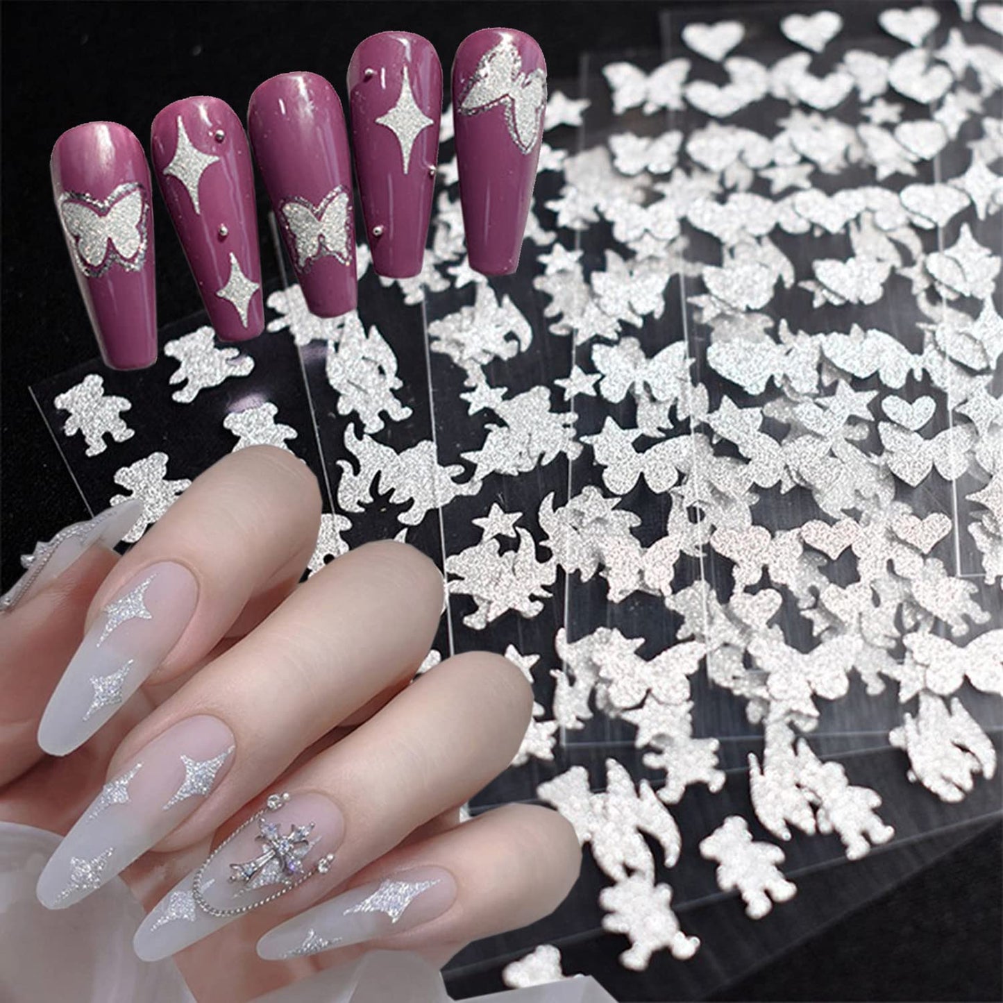 6 Sheets Sexy Girls Nail Stickers and 6 Sheets Silver Nail Stickers
