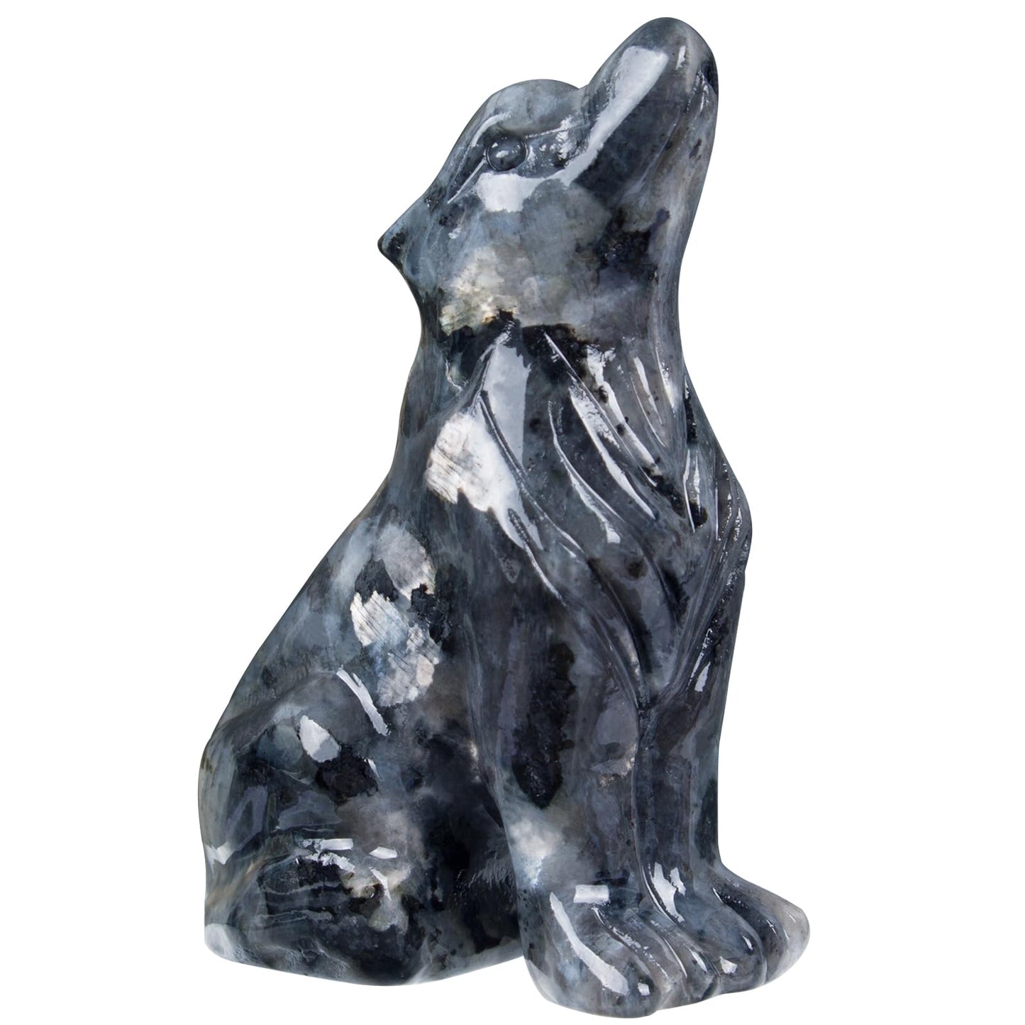 Ytbeoxk 2 Inch Shimmer Stone Wolf Crystal Statue Wolf Decor Healing Crystal Wolf Figurines Hand Carved Stone Energy Gemstones for Luck Statue in Home and Office Meditation