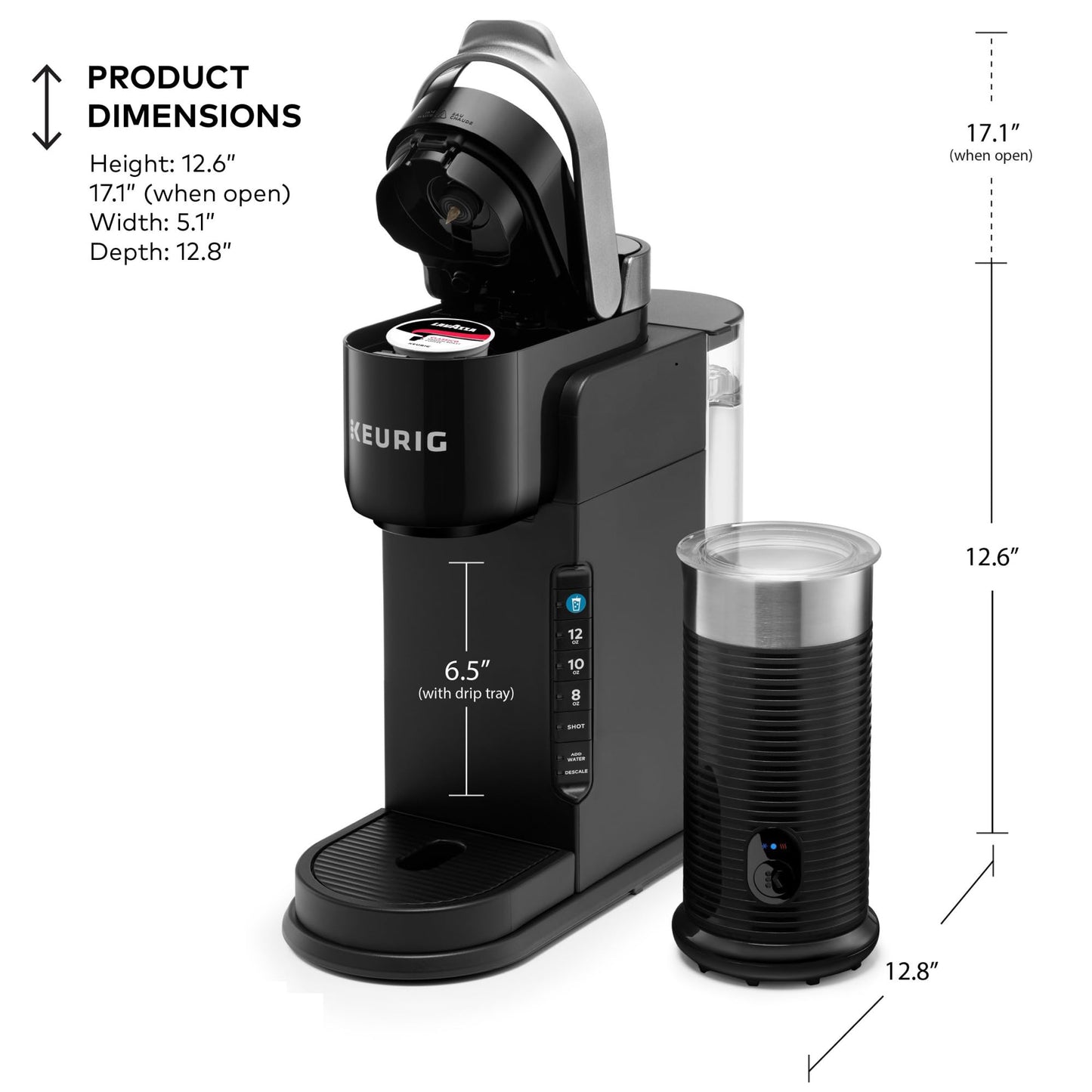 Keurig K-Café Barista Bar Single Serve Coffee Maker and Frother, with 3 Brew Sizes, Hot and Cold Coffee Capabilities, 2oz Coffee Shot Button, Black