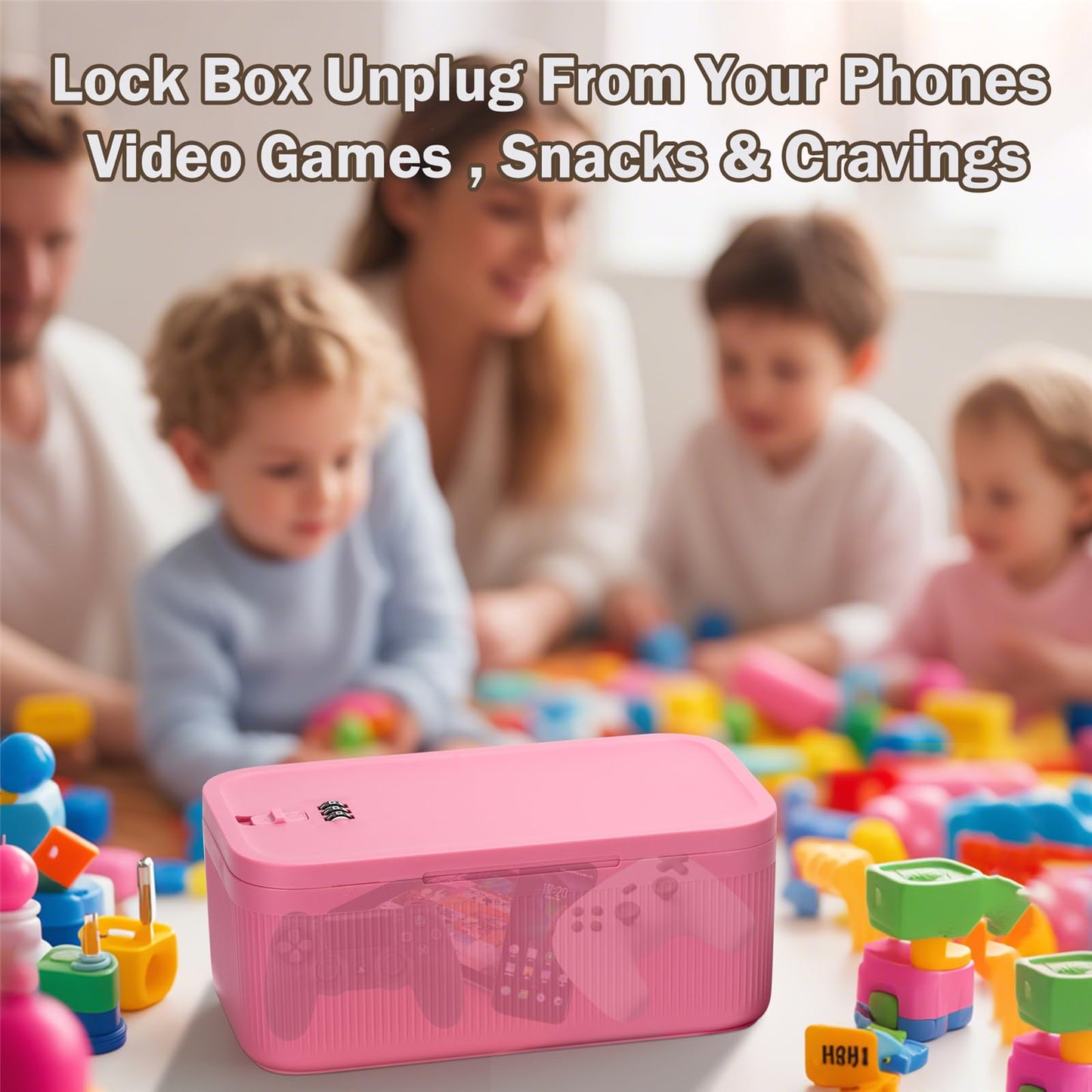 Small Lock Box for Medicine Safe, Lockable Storage Box with Combination Code, Ideal for Food & Fridge Items, First Aid Kit Organizer, Phone Jail, Perfect for Home, Office, Dorm, Travel, Gift (Pink)