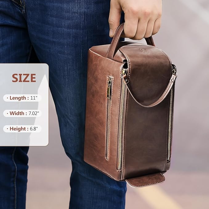 Personalized Toiletry Bag for Men,Initial Mens Toiletry Bags for Traveling,Men Travel Toiletries Bag,PU Leather Shaving Bag for Toiletries Accessories kit,Dark Brown Z