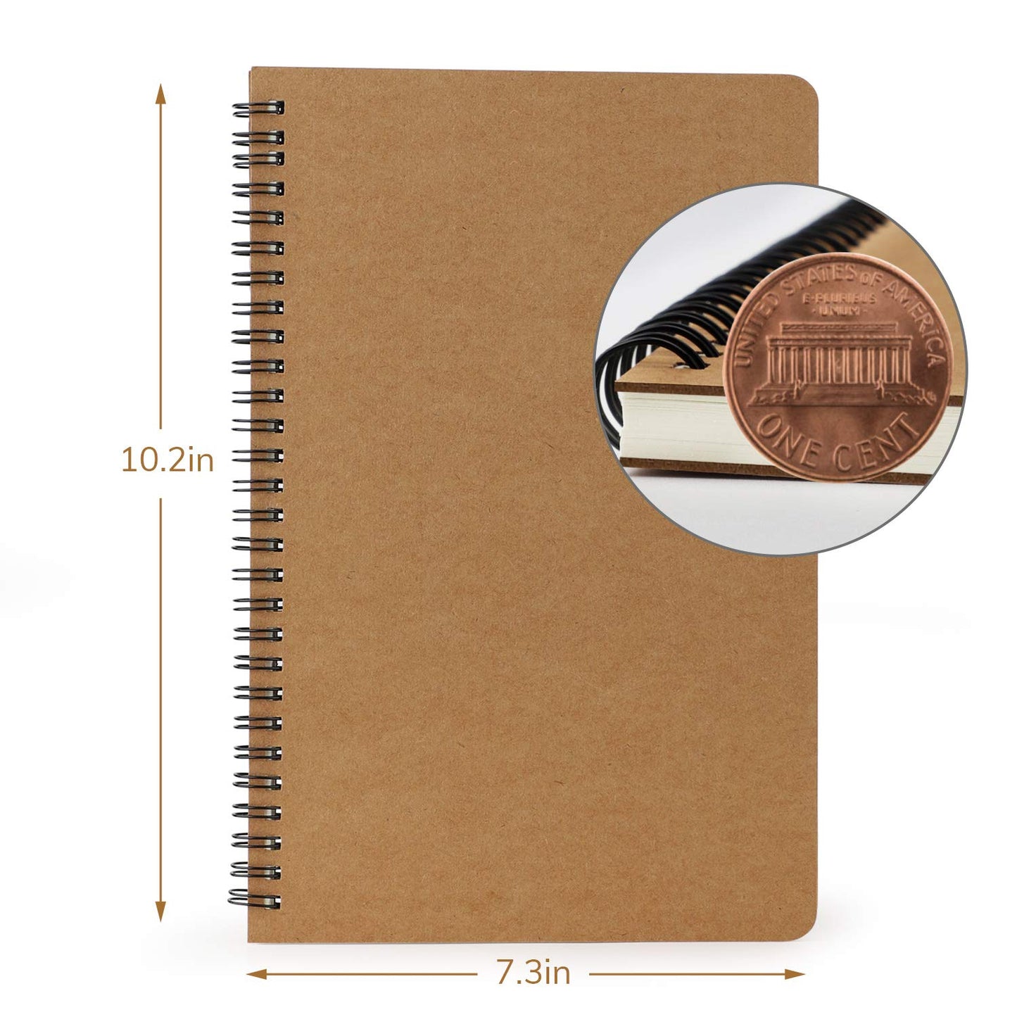 EUSOAR Spiral Blank Notebooks, B5 3 packs 7.3"x10.2" Unlined Travel Writing Notebooks Journal, Memo Notepad Sketchbook, Students College Office Business Subject Diary Spiral Book Journal-Kraft Cover
