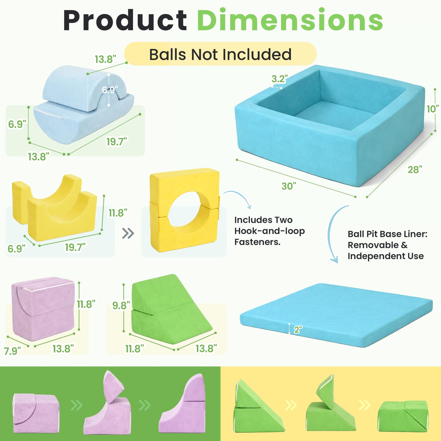 cossy Foam Climbing Blocks for Toddlers, 30 x 28in Square Ball Pit for Babies, 7pcs Toddler Climbing Toys Indoor, Soft Play Set, Baby Climbing Blocks, Ideal for Crawling & Climbing(Balls Not Included)