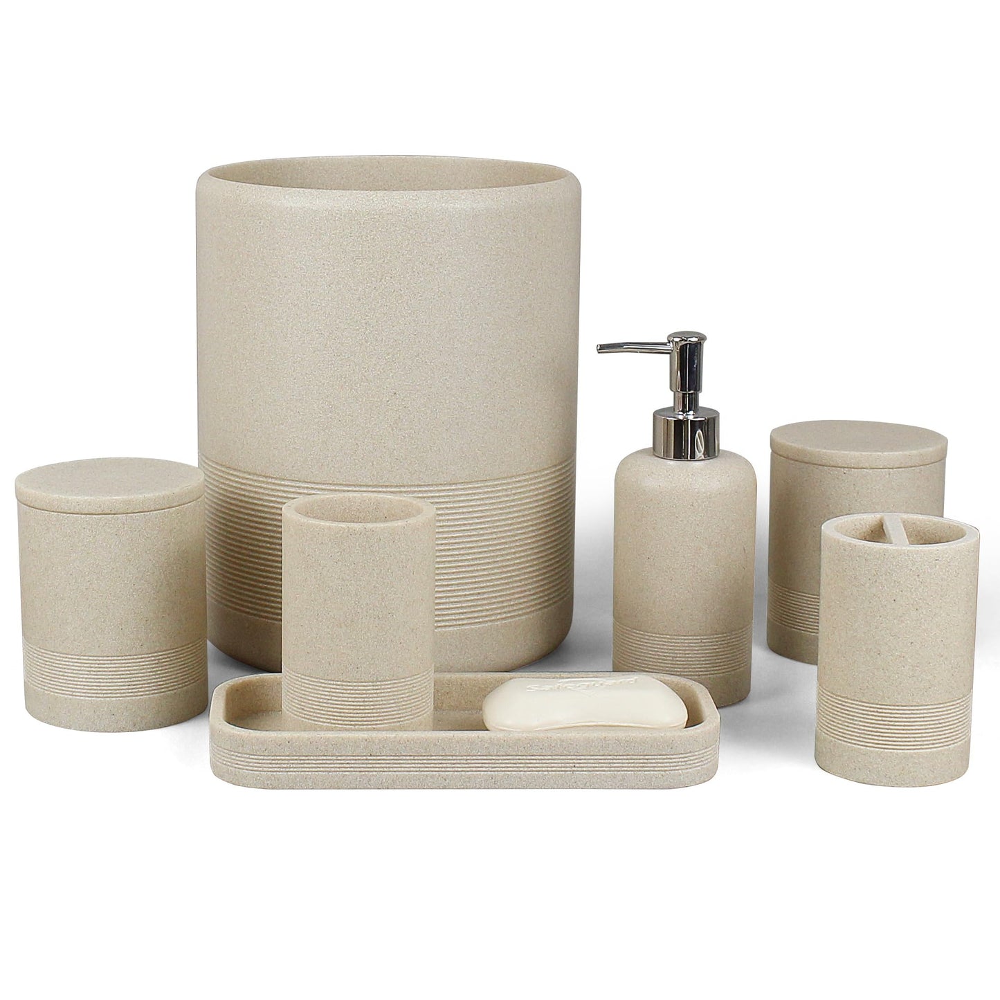 YMXYJM Modern Resin Trash Can Bin, Wastebasket for Bathroom, Kitchen, Office, Home, Beige