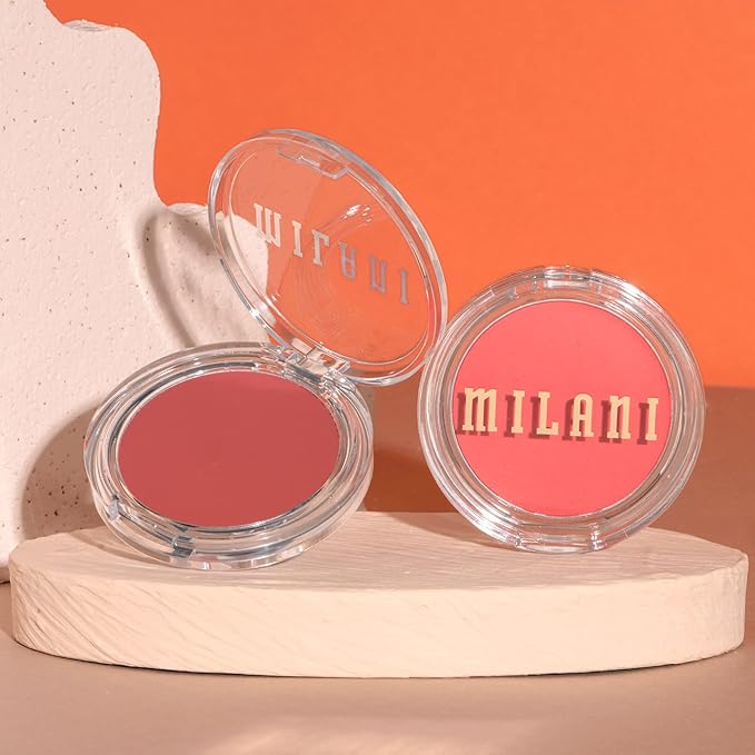 Milani Blush Makeup – Cheek Kiss Cream Blush for Cheeks, Buildable Cream-to-Gel Blusher & Lip Tint, Dewy Natural Color, Hydrating - Coral Crush