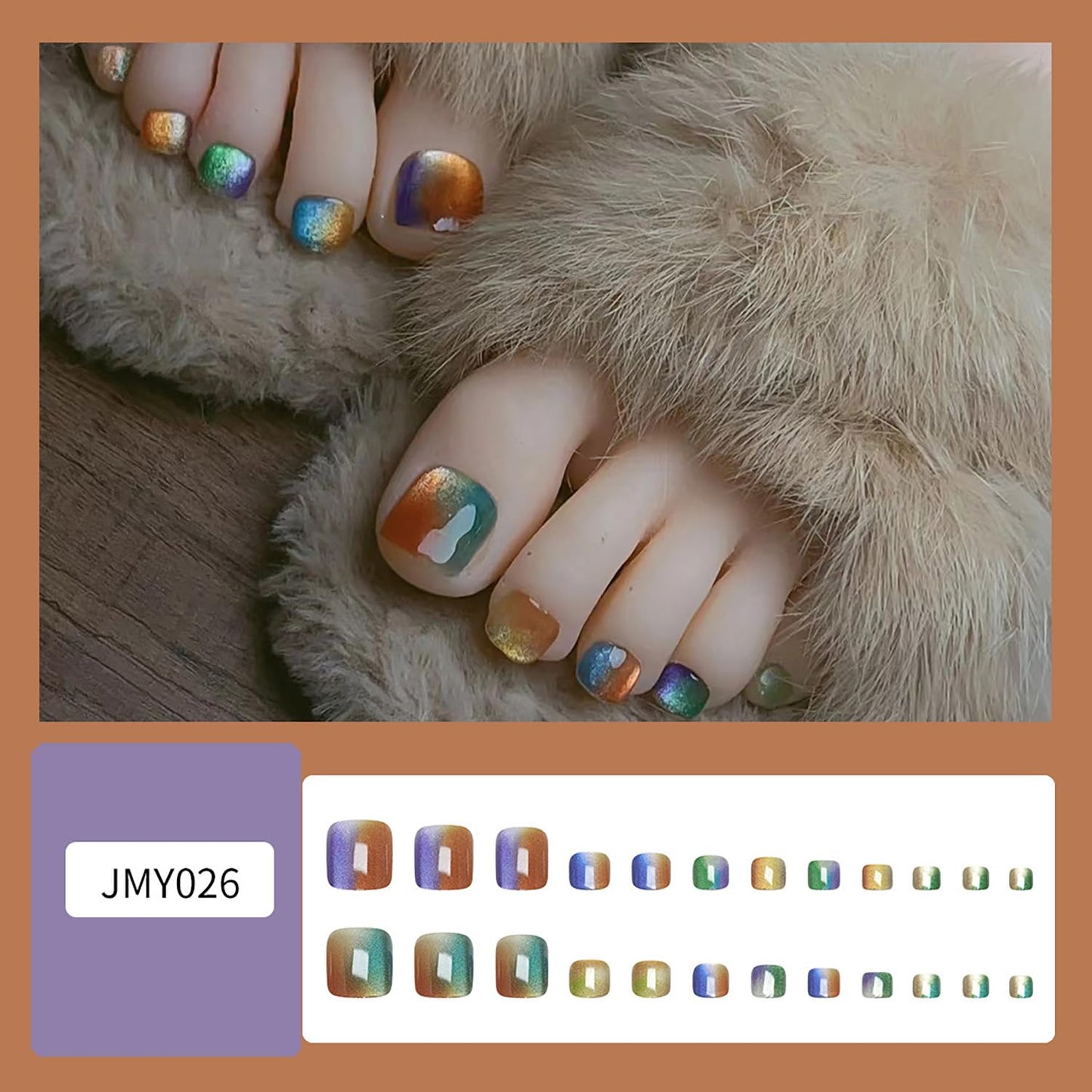 FIEONCIY 24Pcs Press-on Square Acrylic False Nails Set with Glue, Colorful Gradient Designs, Spring Summer Theme, Full Well Tips, Modern Style, Women's Full Cover Nails