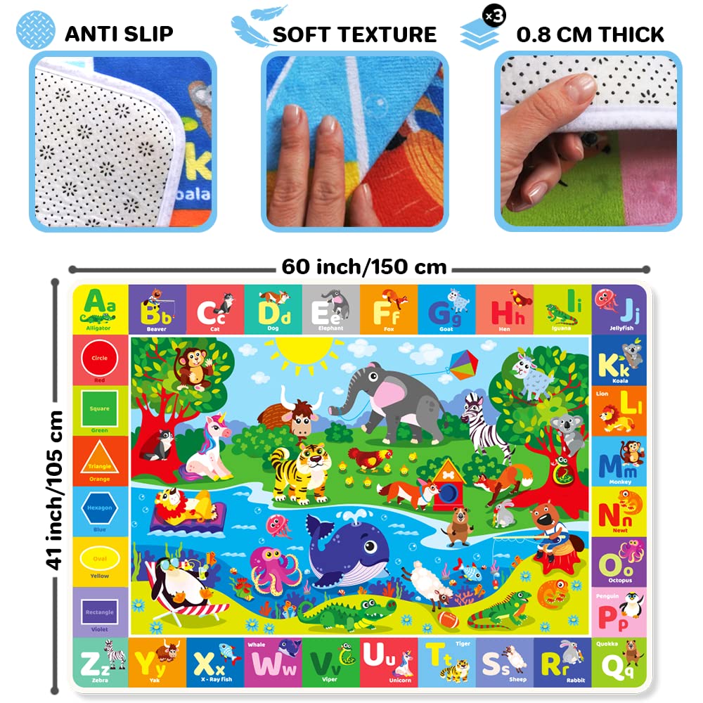 QUOKKA Baby Mat for Floor Play for Babies 6-12 Months – Super Soft Baby Floor Play Mat for Toddlers 1-3 – Extra Thick Crawling Plush Rug for Nursery – Padded Foldable Activity Infant Playroom Carpet