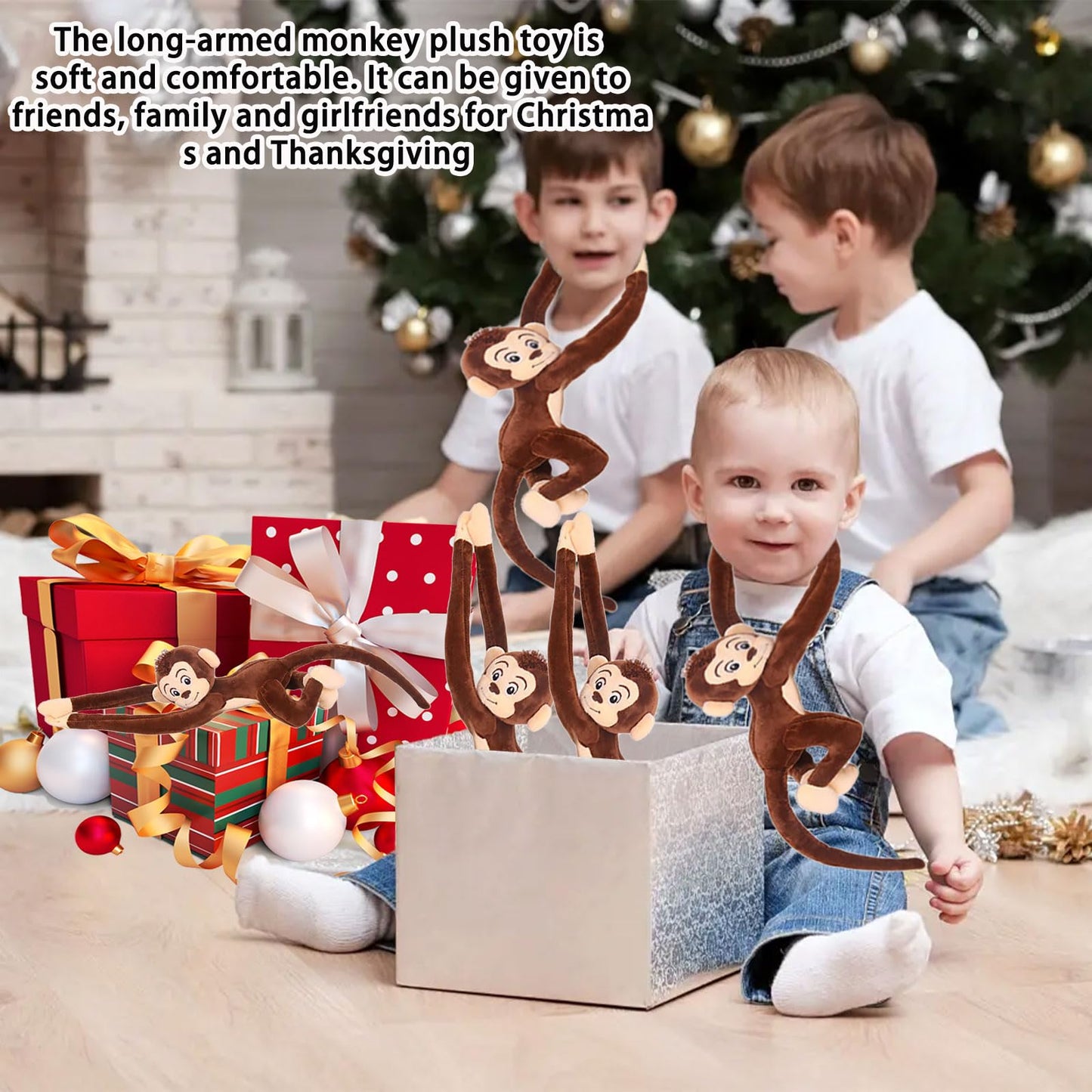 CHELEI2019 2PCS 27.6" Monkey Plush Stuffed Animal,Hanging Stuffed Animal Monkey with Long Hands