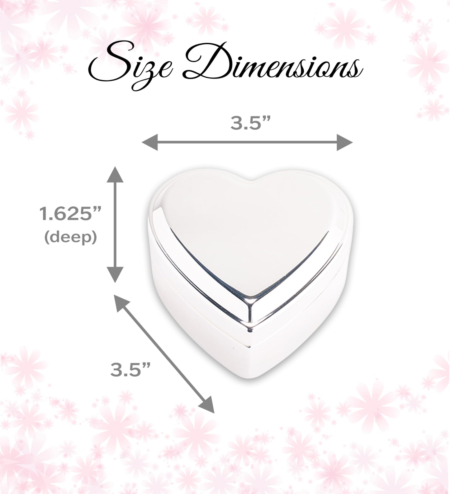 Cherished Moments Heart Shaped Jewelry Keepsake Box for Jewelry, Trinkets or Special Treasures, Silver Toned