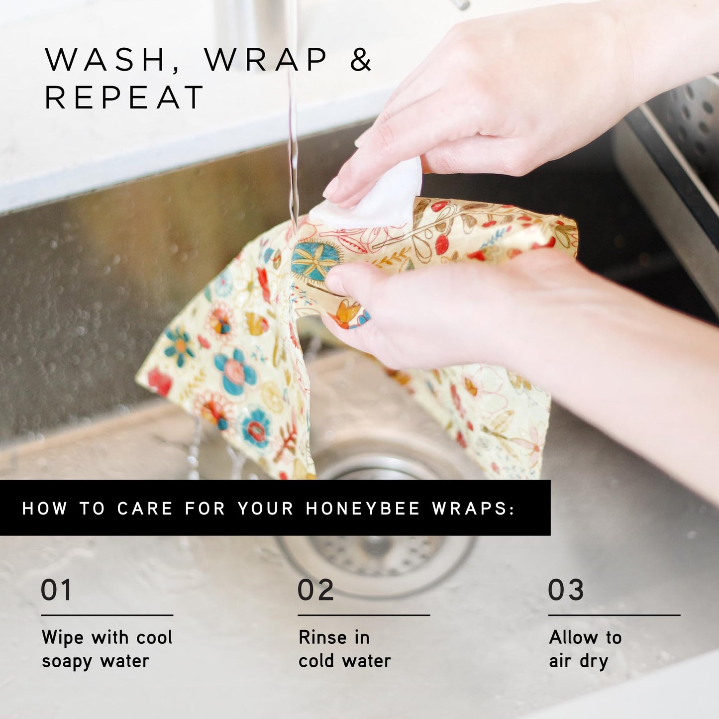 Honeybee Beeswax Wraps - Cheese Lovers Assorted Pack - Certified Organic Cotton Reusable Beeswax Wraps for Food - Plastic Wrap & Sandwich Bags Alternative - 4 Pack - Small, Medium & Large