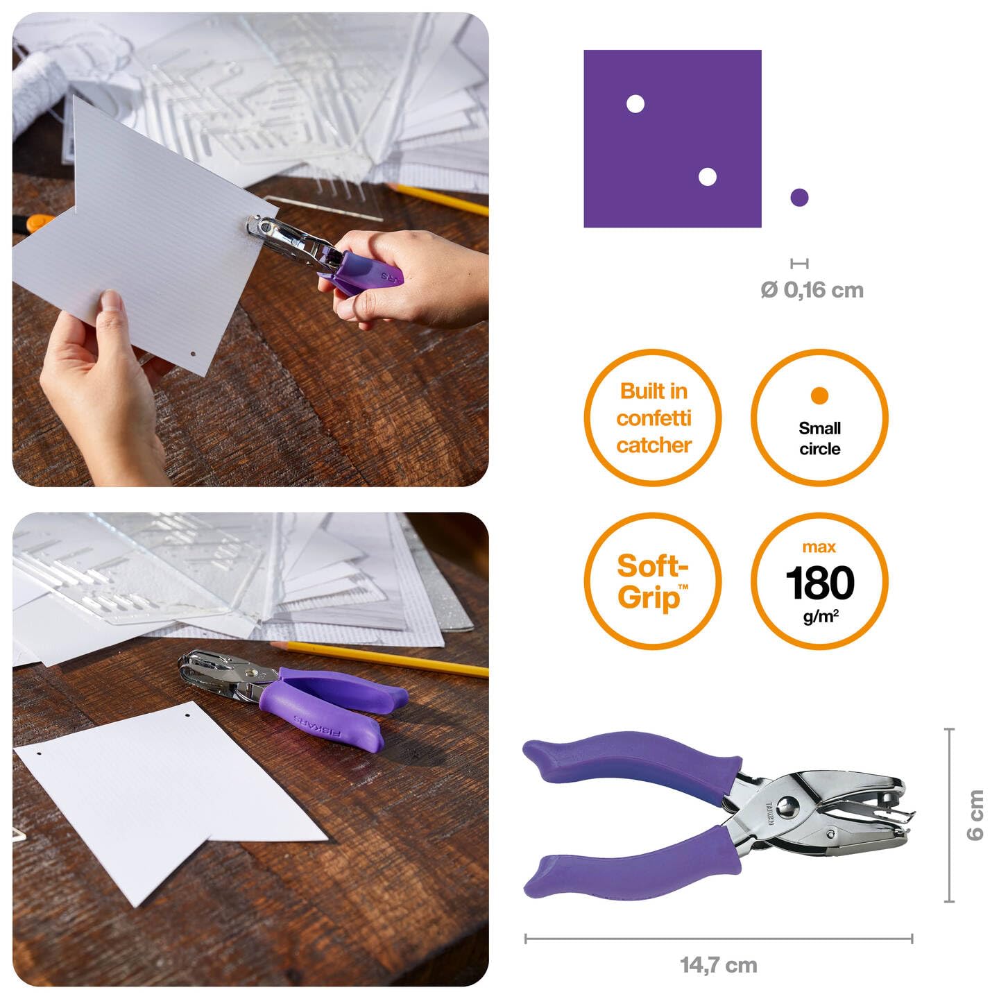 Fiskars 1/16 Inch Hand Punch, Circle, Purple