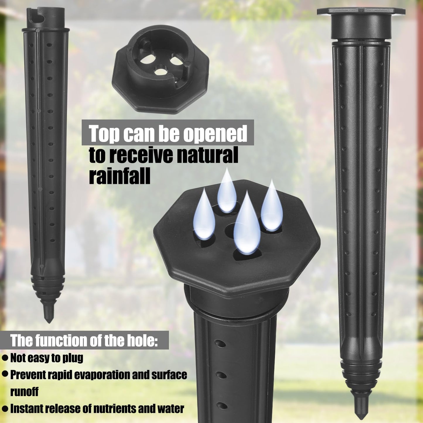 Briwooody 8 Pack Garden Watering Stake Large UV-Protected ABS Plastic Deep Root Irrigation Spike for Trees, Shrubs, Bushes, Shrubs, Flowers, Fruits, Vegetables, Potted Plants (14 Inch)
