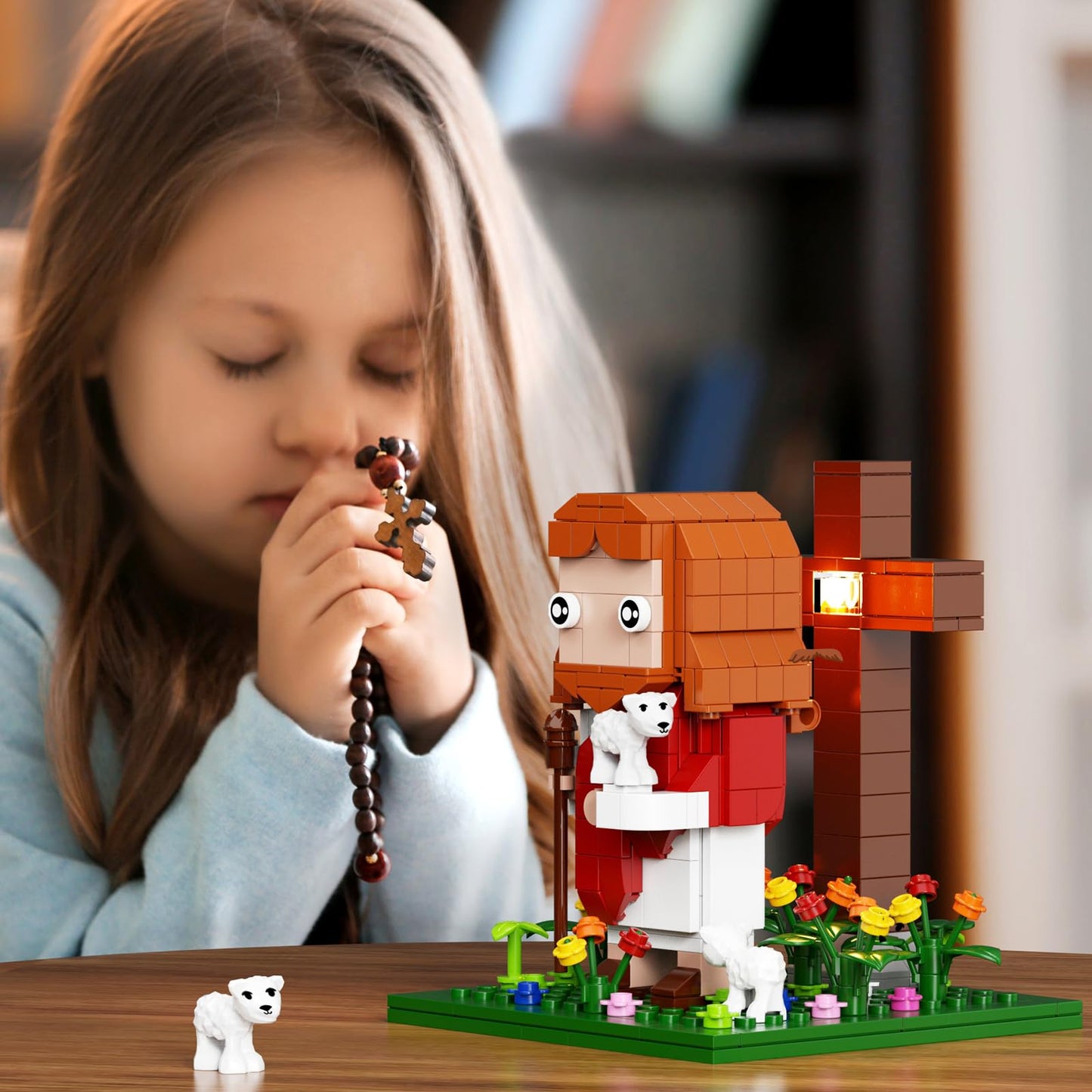 Jesus Building Block Set, The Shepherd God，Compatible with Lego Jesus Building Toy, Bible Story Jesus Figures with LED Light，Easter, Christmas, Christian Gift for Adults and Kids Age 6+(331PCS)