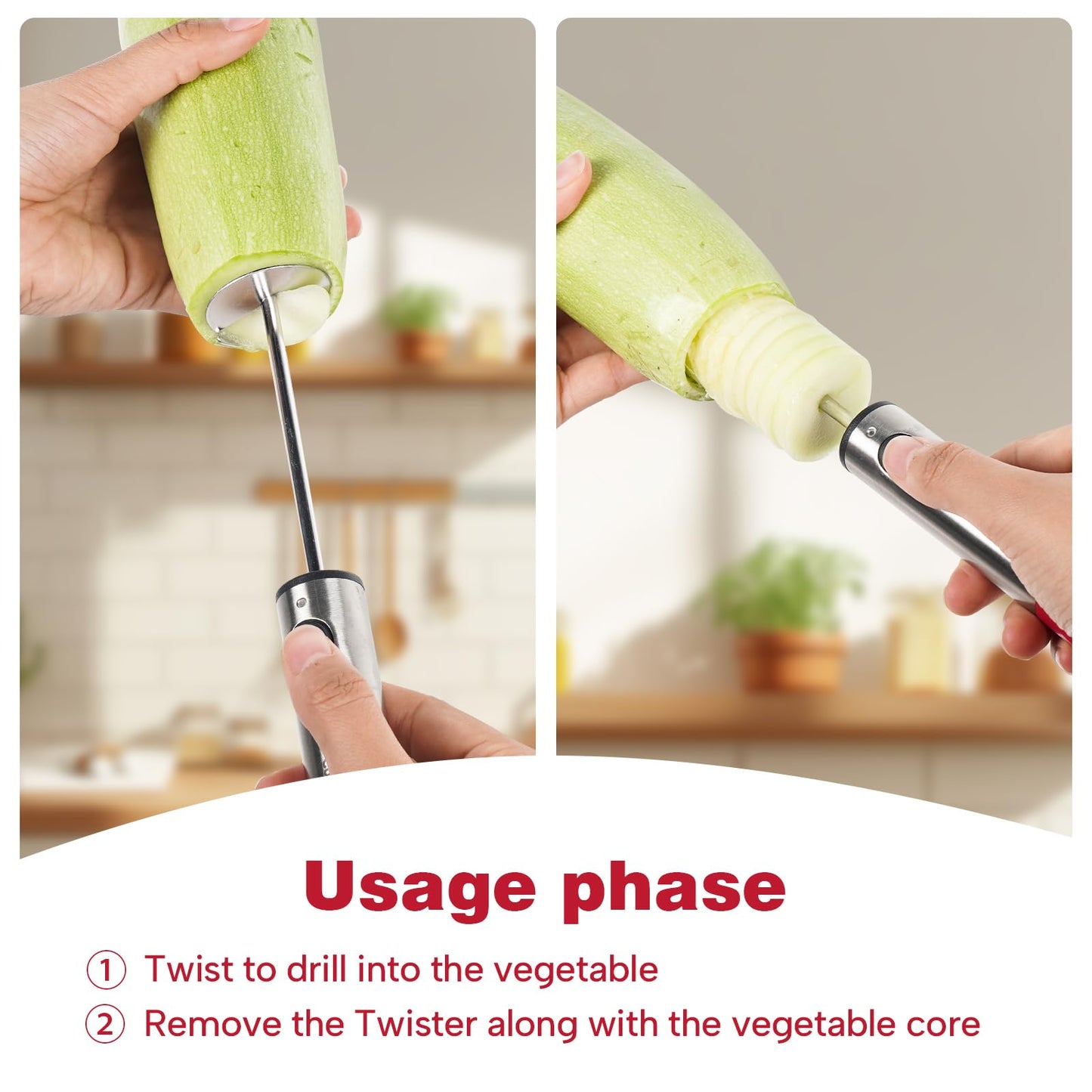 Cook Guy Multi-Purpose Veggie Drill - 4 Sizes Vegetable Corer Tool | Zucchini Corer & All-in-One Vegetable Corer for Potatoes, Carrots | Ergonomic Anti-Slip Handle