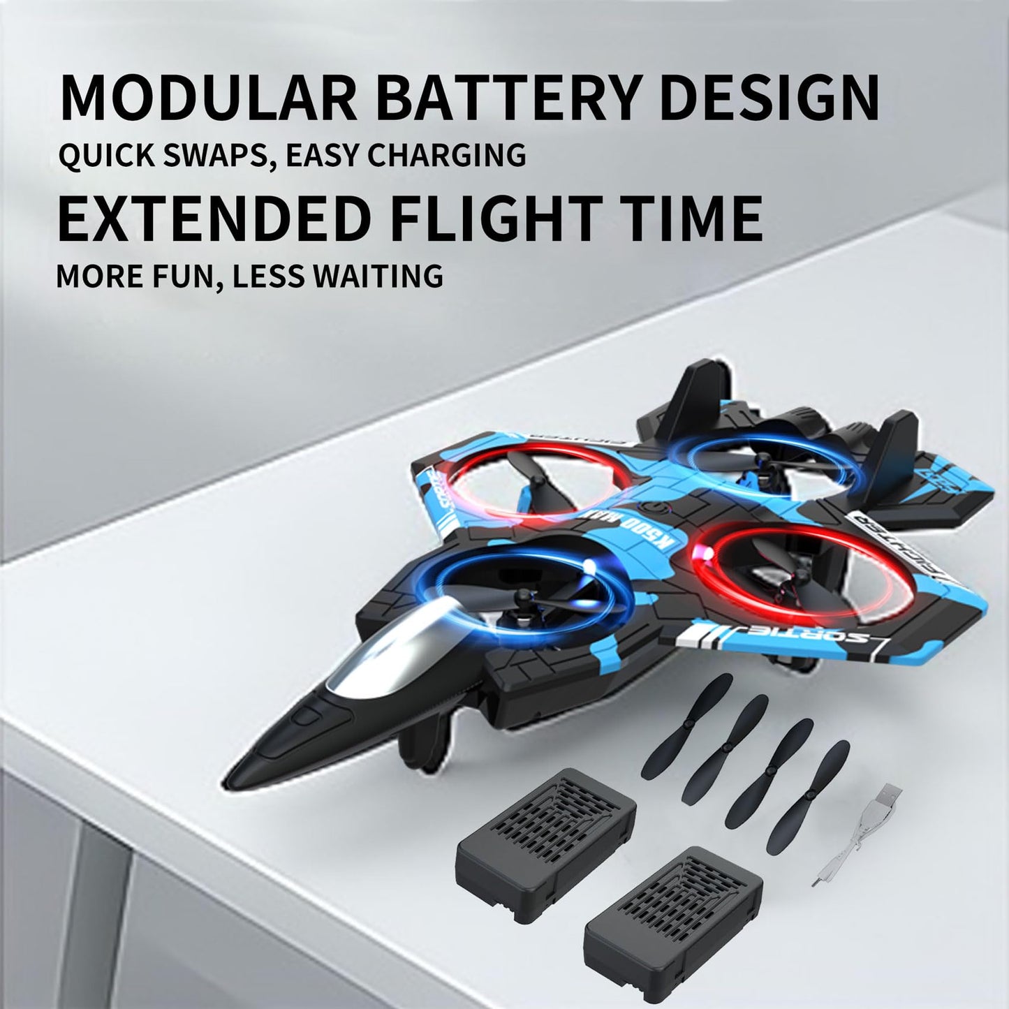 Hnvuxs Fighter Mini RC Airplane for Kids - Hand Launch Stunt Drone with Auto Hover, 3D Flips & Easy Joystick Control, 3 Speeds, Propeller Guards, Indoor Outdoor Toy Gift for Beginners