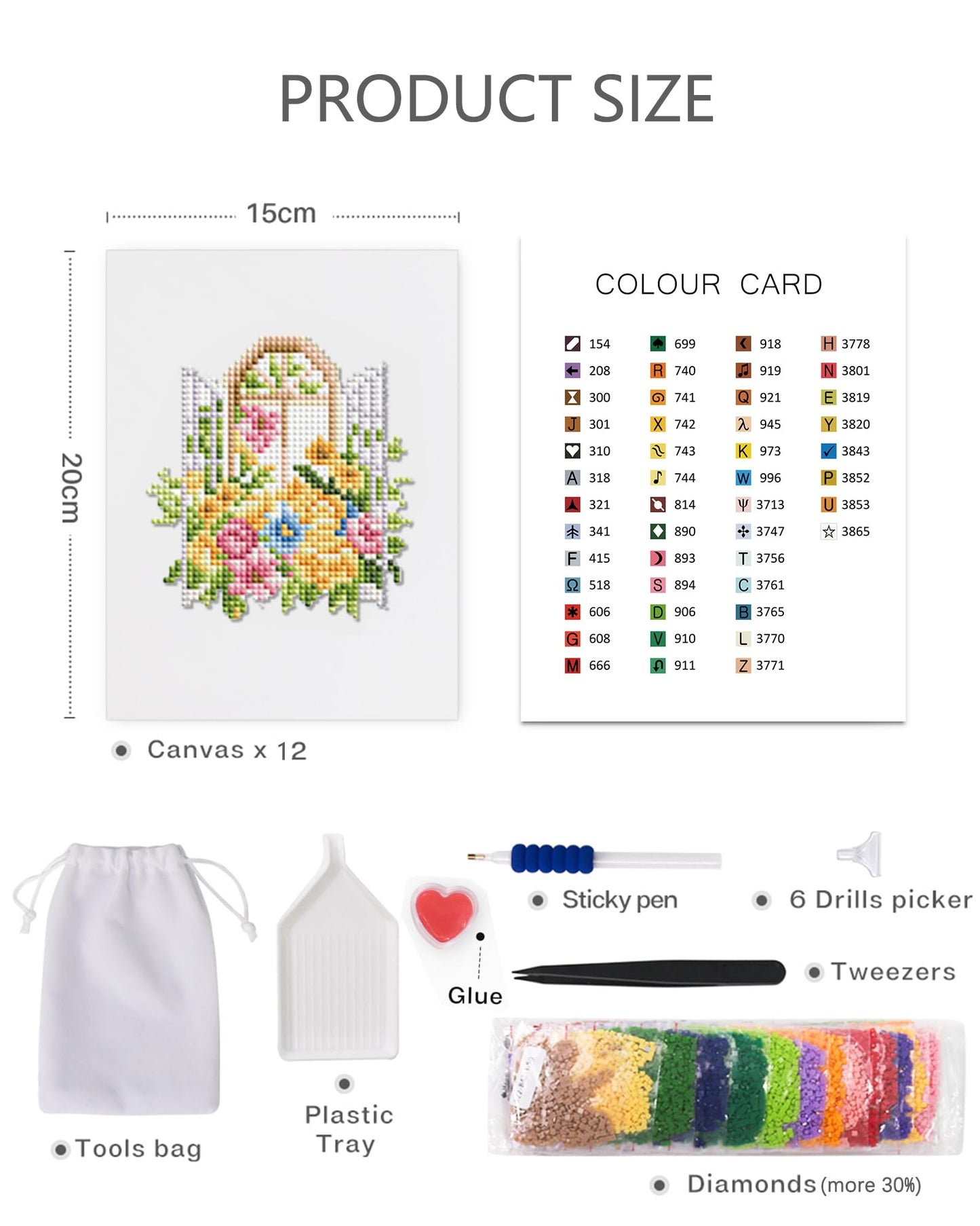 PeakLuv 12 Pcs Small Diamond Art Kits, Floral Window Mini Diamond Painting Kits for Adults, 5D DIY Square Drill Diamond Dots, Quickly Finishable Flowers Gem Art for Home Wall Desktop Decor, 6X7in