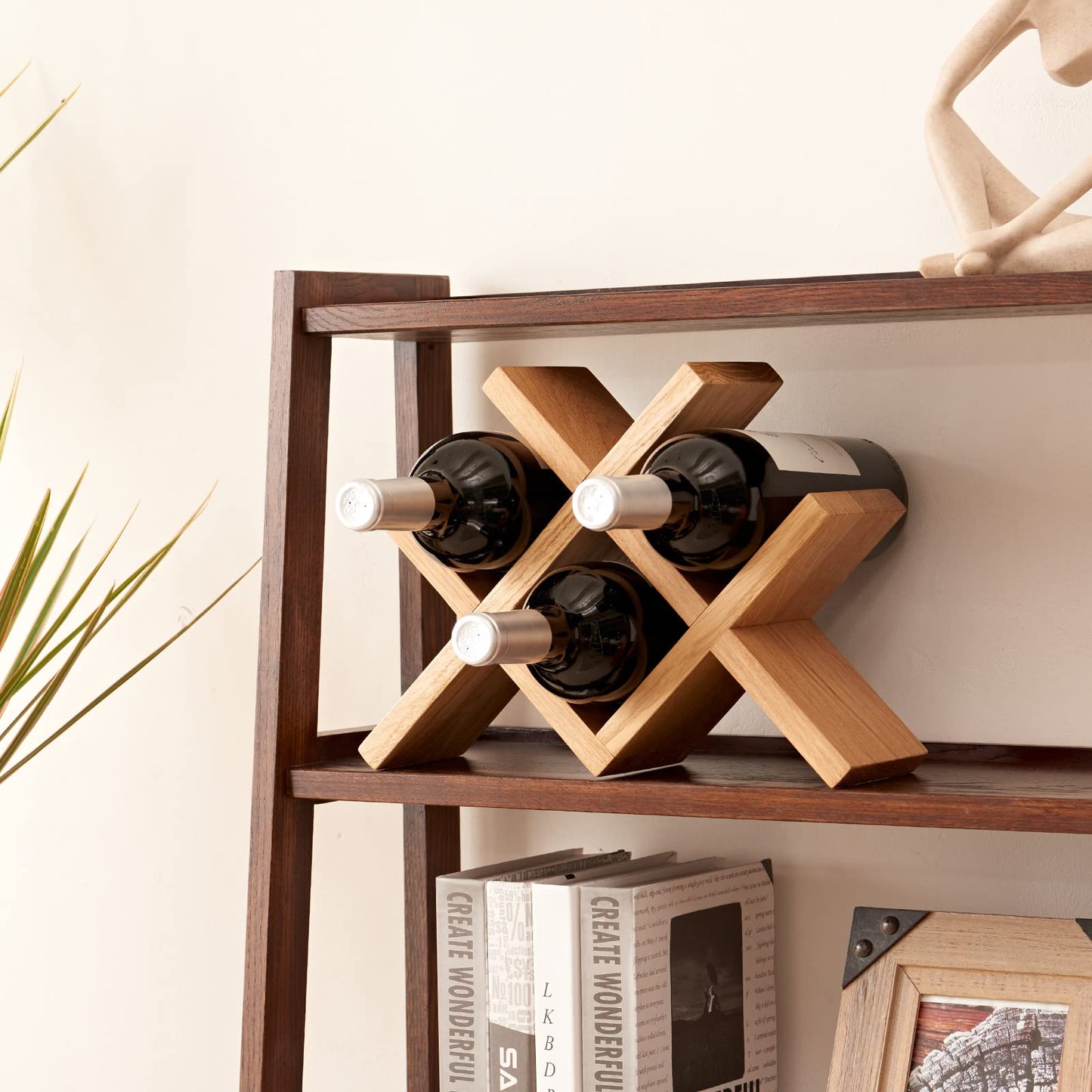 TRWISWDC Wine Rack Countertop Oak Wooden Wine Bottle Holder Rustic Free Standing Wine Storage Racks for Tabletop, Hutches and Display Cabinets - No Assembly Required (Natural)