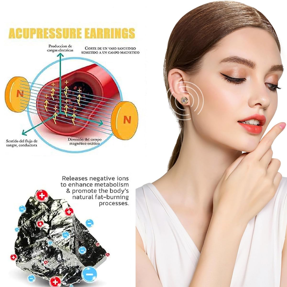 Lymphvity Therapy Earrings for Women, Lymphatic Halolux Lymphvity Germanium Earrings Acupuncture Lymph Detox Earring Drainage Jewelry 18 K Gold Plated Stud Rhinestone Gift Silver
