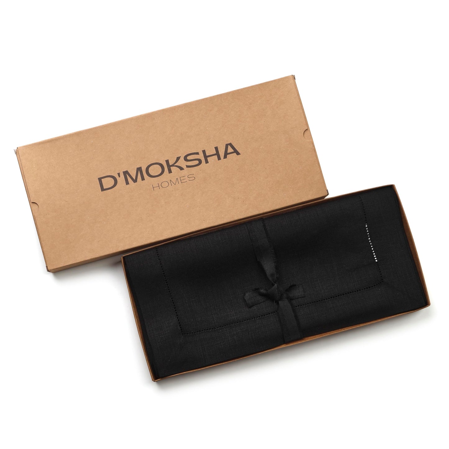 D’Moksha Homes Value Pack - Black Linen Table Runner and Placemats Set: 1 Linen Table Runner (14 x 36 Inch) and 4 Linen Placemats (14 x 19 inch); 5 pcs in Total; 100% Pure European Linen