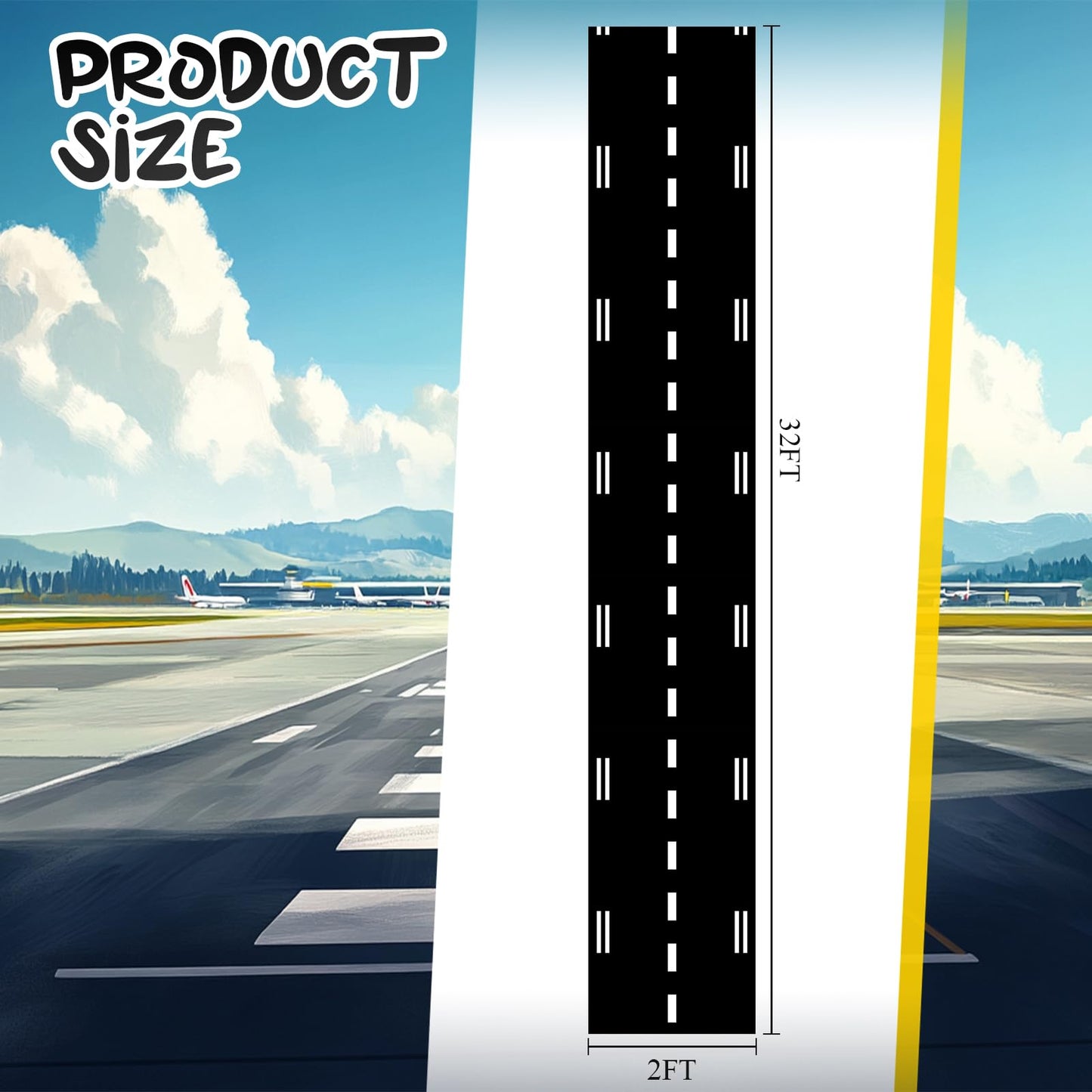 Remagr Racetrack Floor Running Black Racer Party Decoration Mat Road Table Runner Long Racetrack Tablecloth Drag for Party(Simple,32 ft X 2 ft)