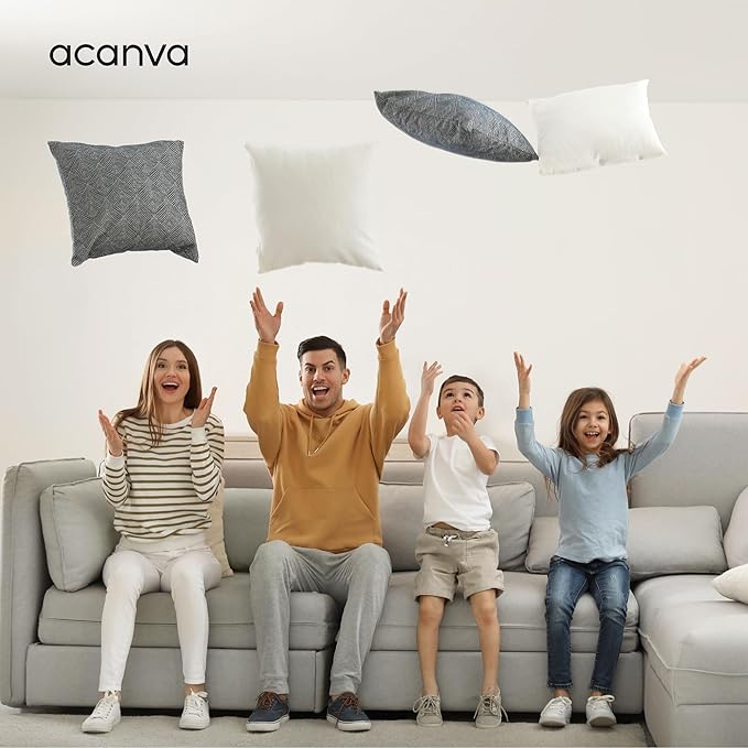 Acanva 26x26 Throw Pillow Inserts Set of 2, Premium Polyester Fiber Fill Square Sham Stuffer Cushion for Sofa, Bed, Couch and Chair, Machine Washable, 26x26 Inch(for 24x24 Cover), White 2 Count