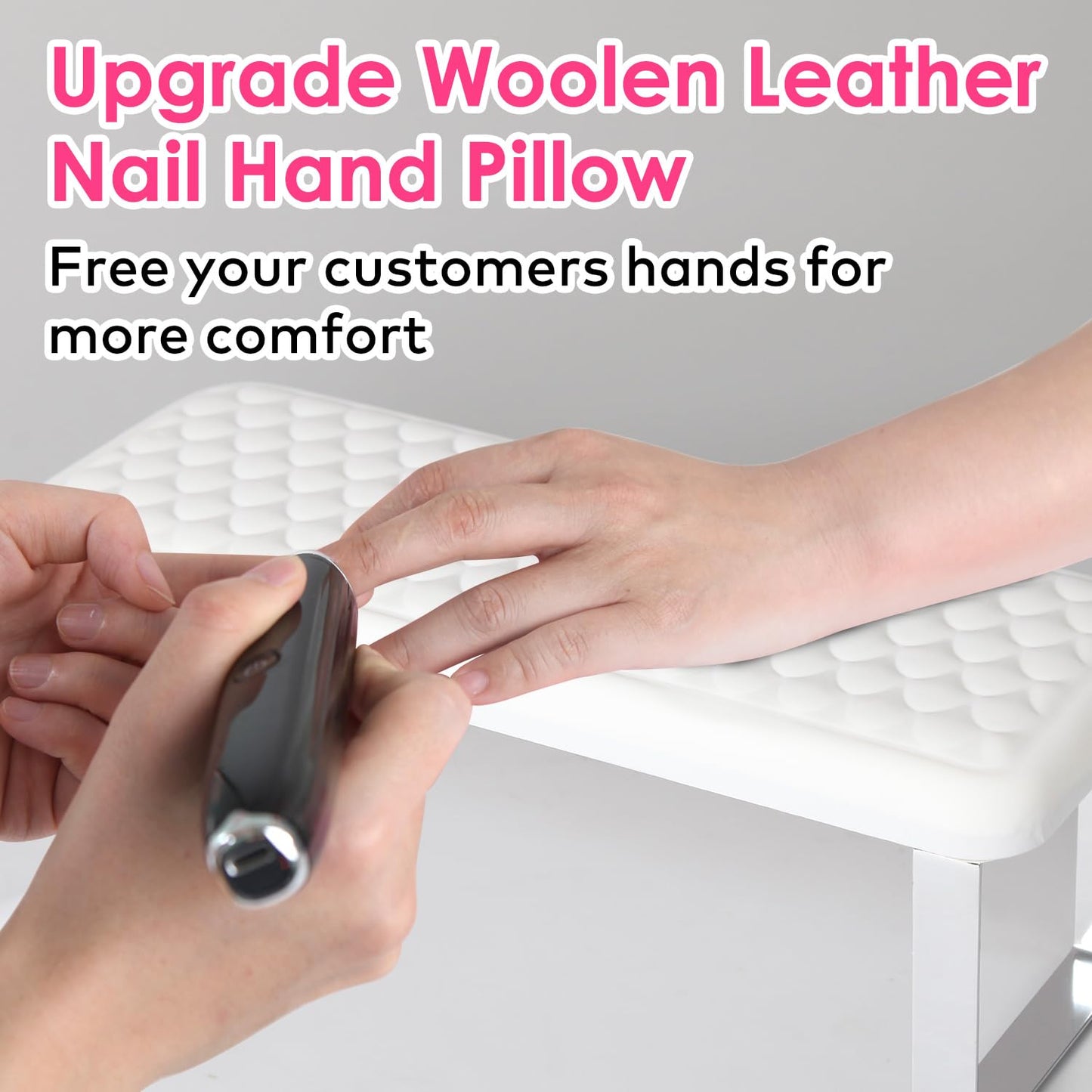 Arm Rest for Nails Tech, BORNBYME Update PU Leather Fish Pattern Hand Nail Foot Stand Rest for Manicure & Pedicure,White