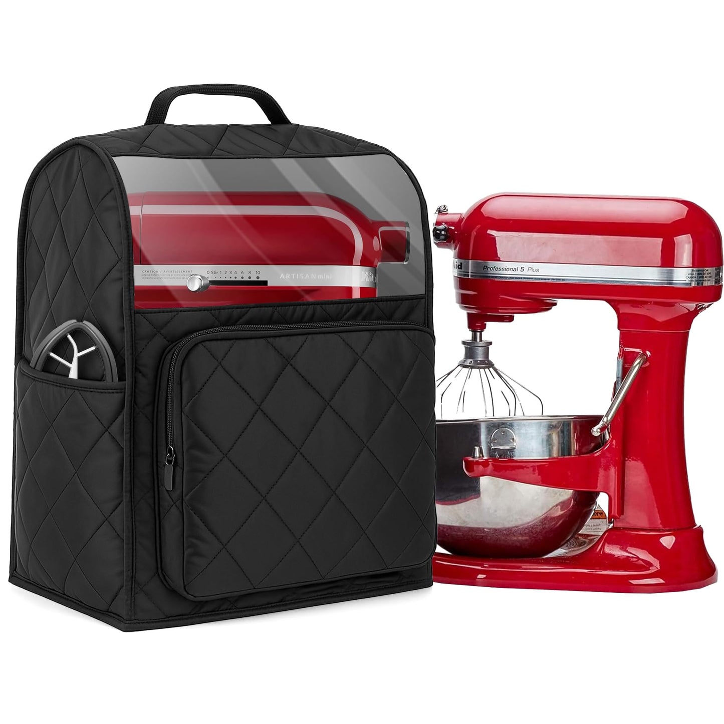 Stand Mixer Cover Compatible with KitchenAid 6/7/8 Quart Bowl Lift Mixers, Washable Appliance Dust Cover with Multi Pockets for Kitchen Aid Accessories and Attachments, Black