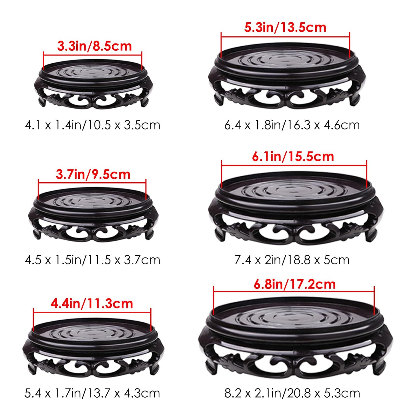 Hapivida Plant Stand, 4.4in Round Plant Riser Flower Pot Display Stand Plant Rack Holder Planter Tray Table Lamp Teapot Base for Desktop Counter Room