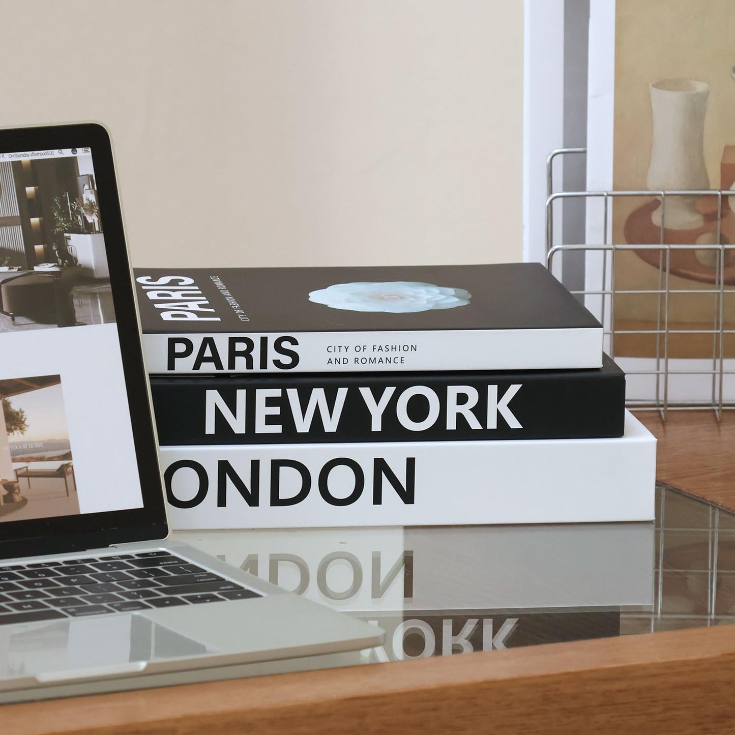 Vikber Decorative Books for Home Decor, 3 Pcs Aesthetic Fake Books Set, Modern Neutral Coffee Table Decor, Decorative Book Boxes for Living Room Shelf Styling