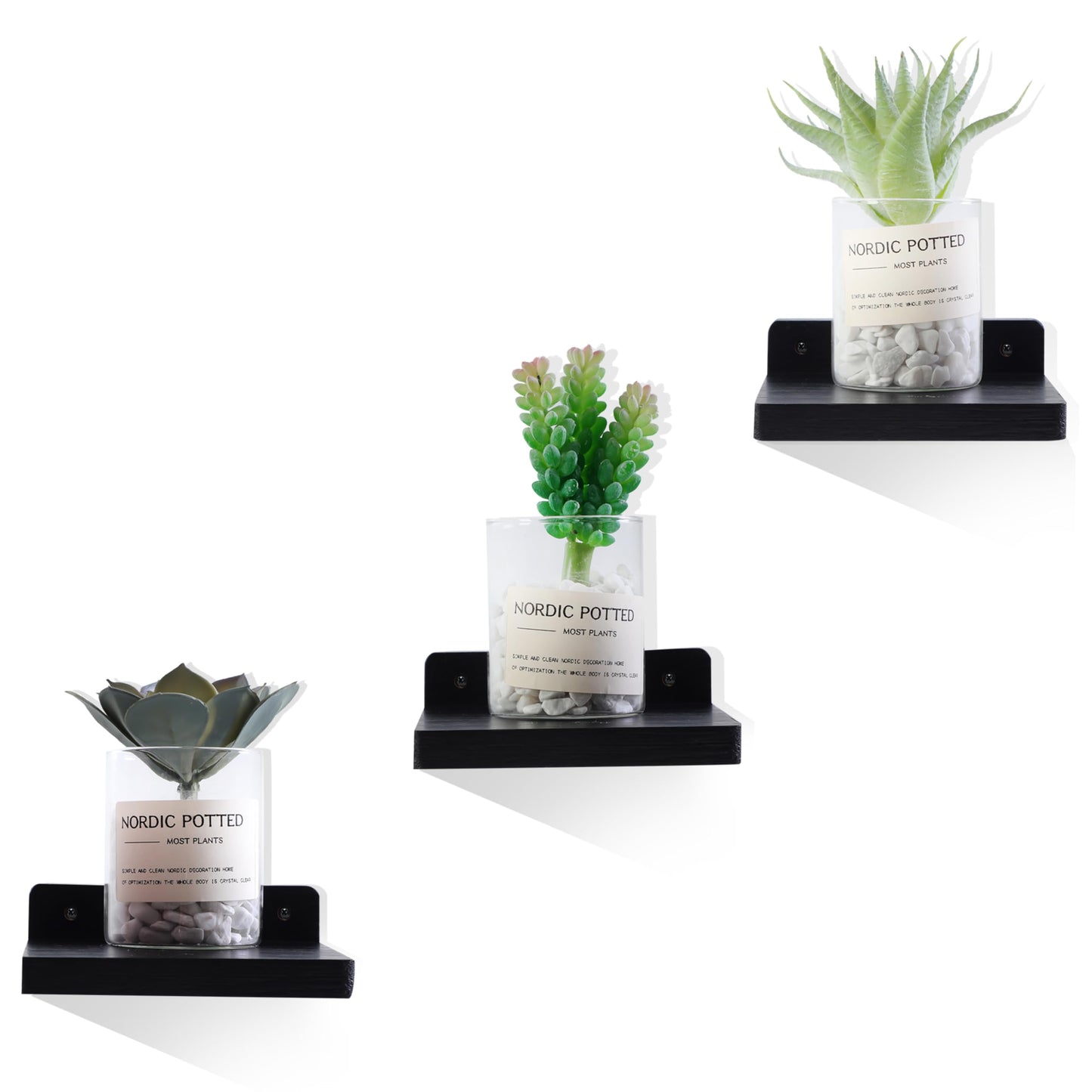 NIUBEST Small Floating Shelf, Set of 3 Black Shelf for Wall Decor Storage Wall Mounted Small Shelf for Bedroom Living Room Bathroom Kitchen -5x5 Inch