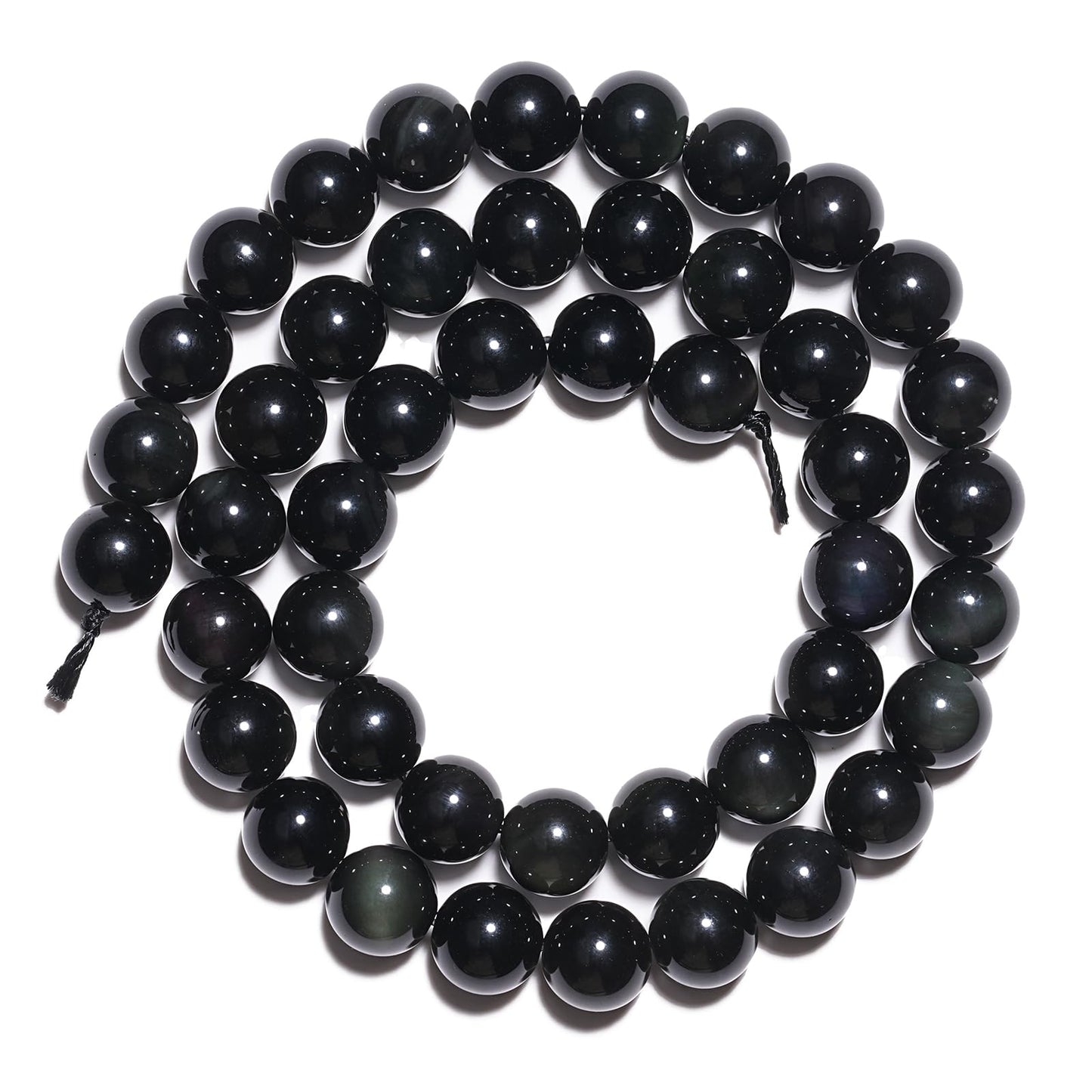 8mm Natural Rainbow Black Obsidian Gemstone Beads Polished Round Smooth Stone Beads for Bracelets Jewelry Making 15inch Loose Beads