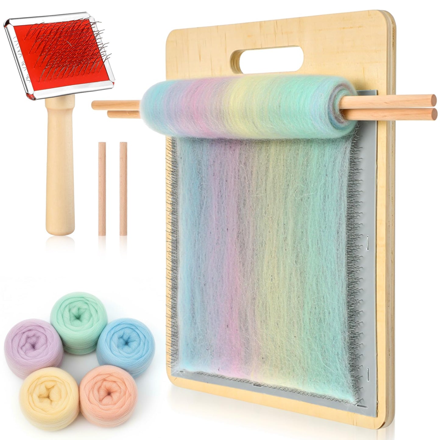 4 Pcs Wool Blending Board Carding Brush Set, Wool Hand Carders, Wooden Carding Brush, Felted Carder for DIY Projects, Felt Needle Project Craft