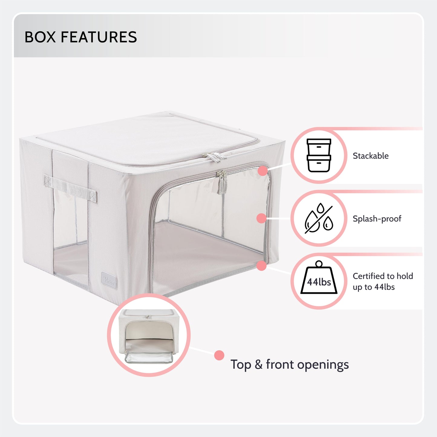 Periea 'Beau' Foldable Stackable Fabric Home Storage Boxes with Steel Frames - Set of 2 (Gold Leopard, Small)