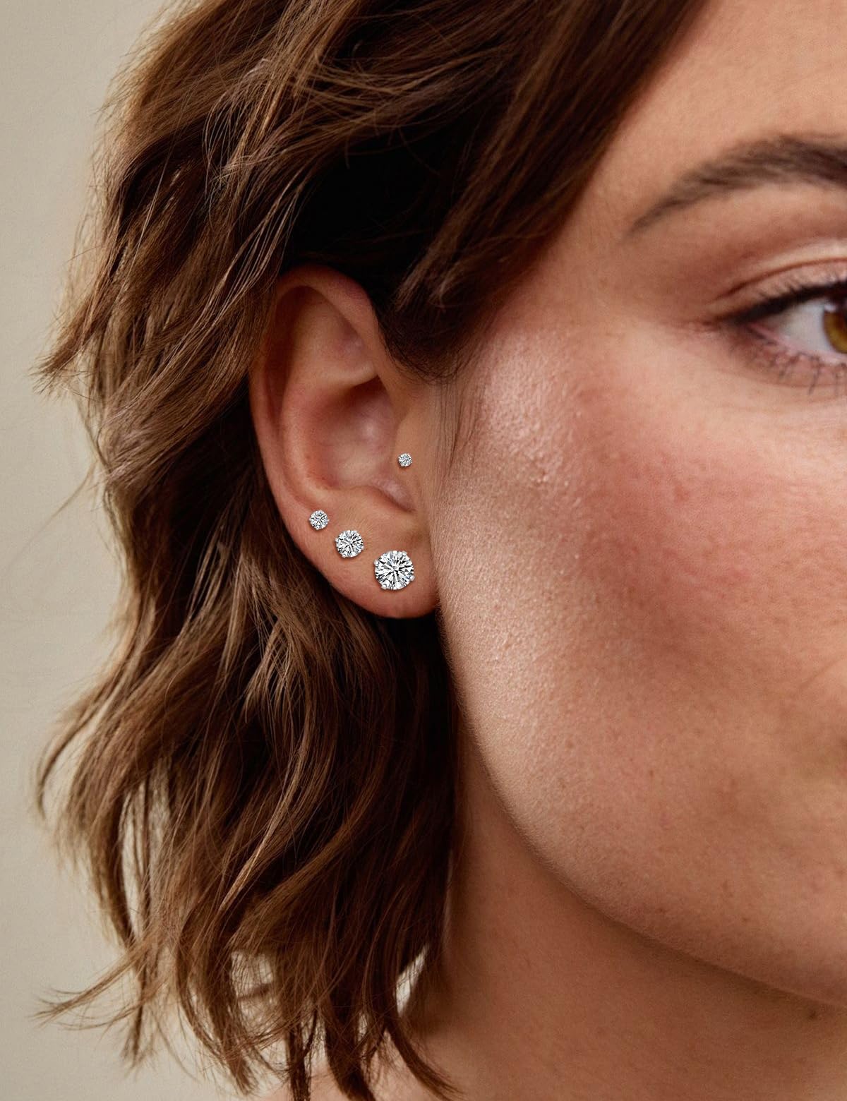 6 Pairs Stud Earrings for Women Men, Hypoallergenic Cubic Zirconia 316L Earrings Surgical Steel Earrings for Sensitive Ears, CZ Cartilage Stud Earrings Set for Multiple Piercing 3-8mm