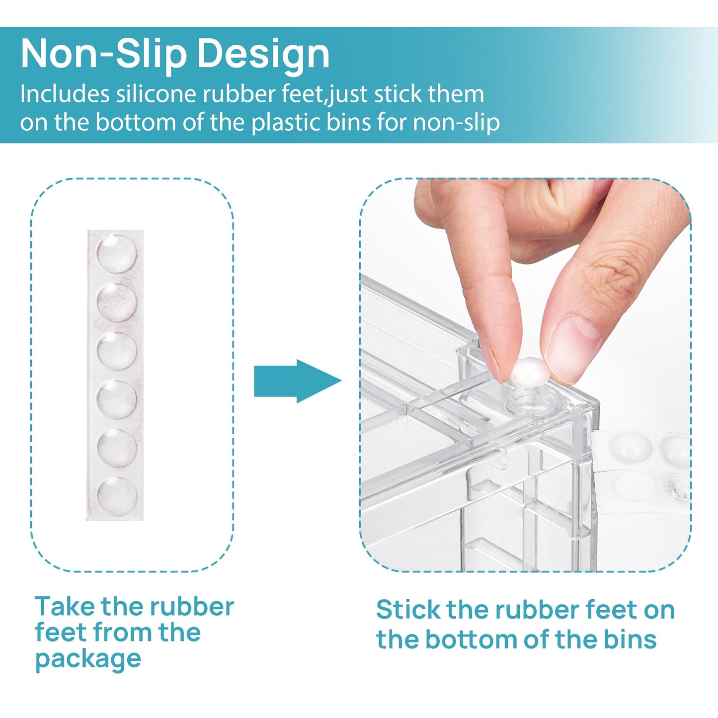 Vtopmart 4 Pack Clear Stackable Storage Drawers,Under Sink and Kitchen Organizers Storage,Easy to Assemble Plastic Drawers for Baby Bottle,Medicine, Bathroom,Cabinet and Pantry Organization