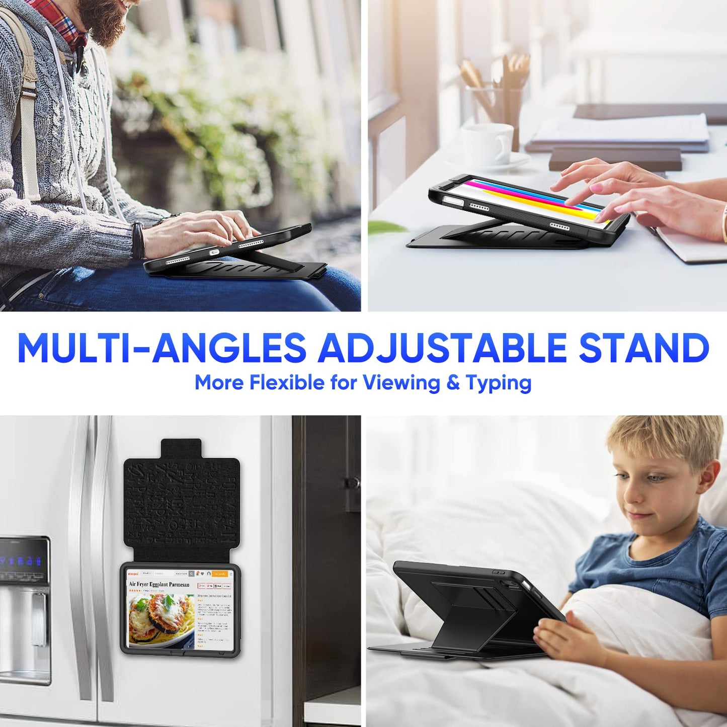 SEYMAC stock Case for iPad mini 7 (A17 Pro)/ Mini 6 8.3'', Strong Magnetic Auto Sleep Shockproof Case with Absorbing Multi-Angles Stand, Pen Holder, Card Slot, Black