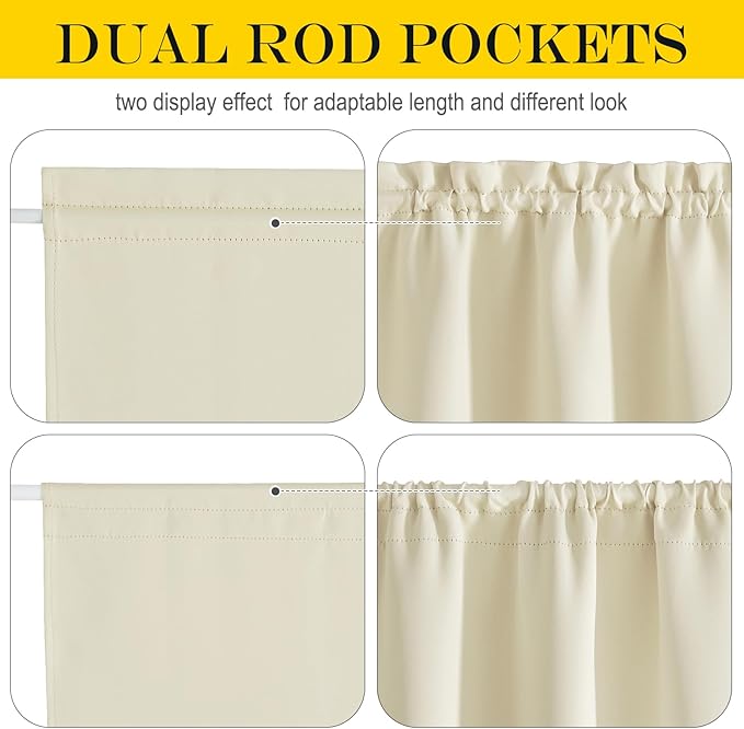 NICETOWN Blackout Door Curtain – Thermal Insulated Blackout Window Cover for French & Front Doors with Adjustable Tieback, Room Darkening Shade for Privacy, Light Beige, W30 x L50, 1 Panel