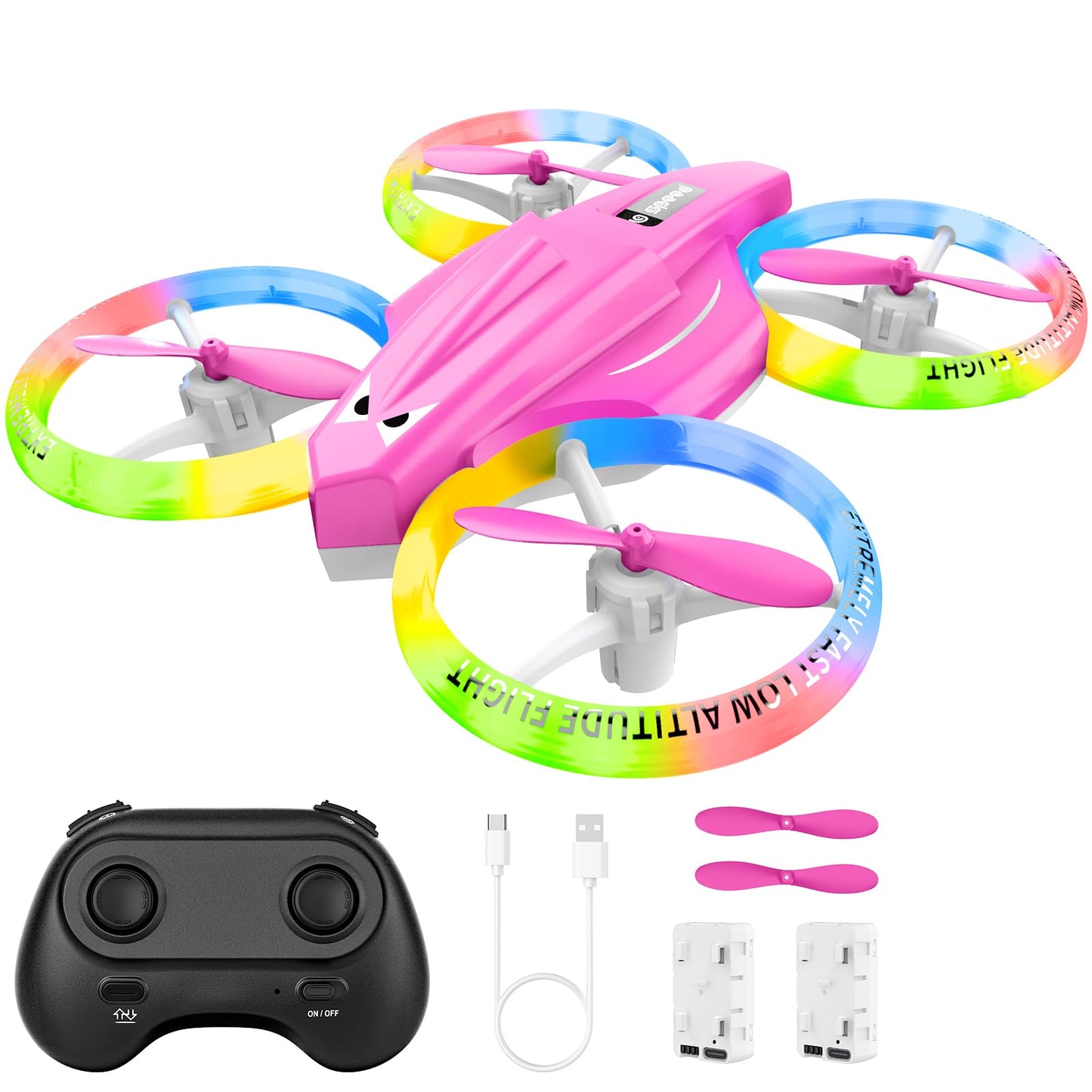 Drone for Kids with LED Light | Lisoco Indoor RC Drone with 360 Flip | 2 Batteries | Easy to Fly Mini Drone for Girls Boys Beginners | Flying Toy Gift (Pink)