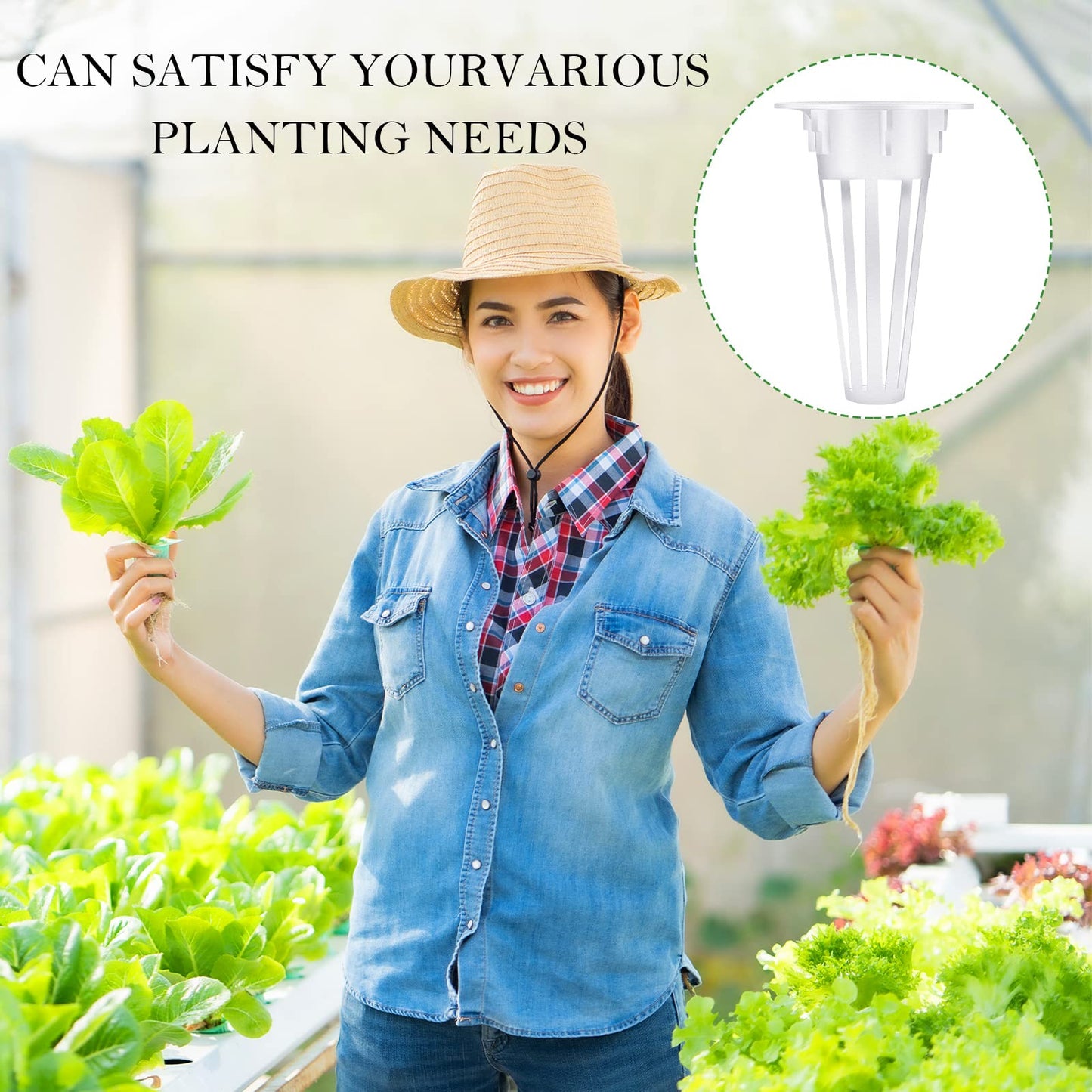 Cunhill 100 Pcs Hydroponic Growing Kit Include 50 Pcs Plant Replacement Basket Containers and 50 Pcs Seed Pot Label Compatible with Hydroponic Growing System(0.5 Inch,White)