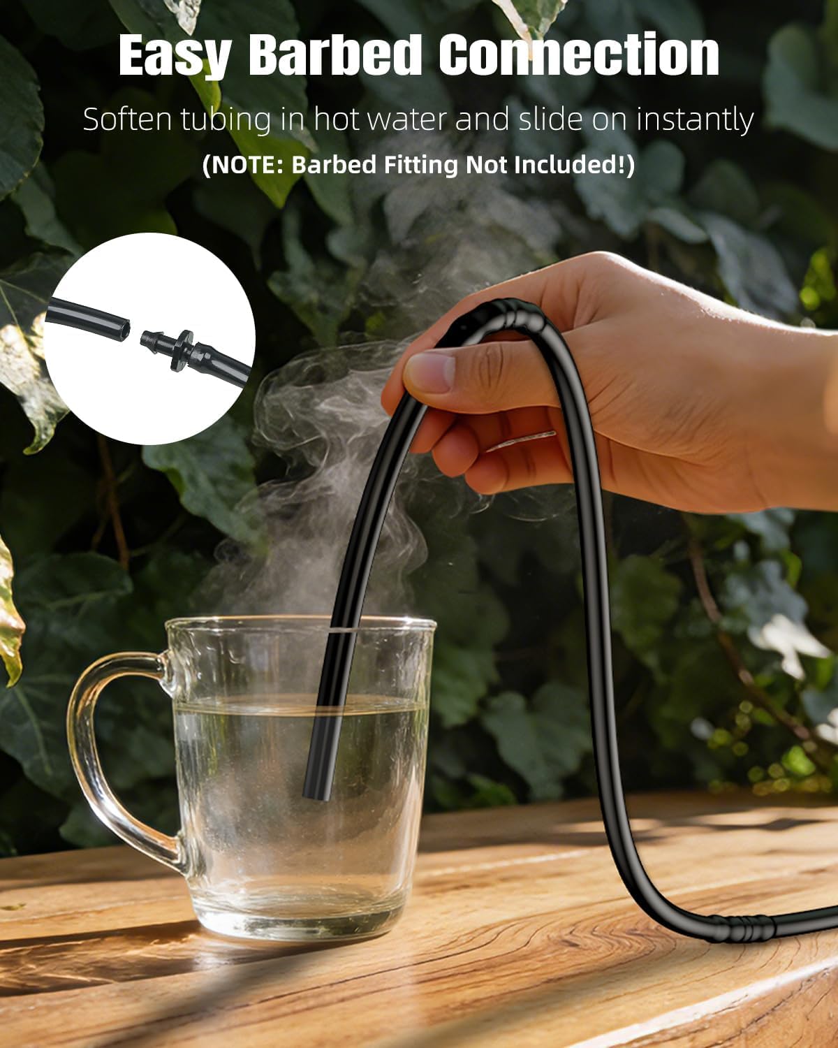 Pawfly 100 ft. 1/4" PE Irrigation Dripline Tubing, Black Polyethylene Distribution Line, Quick-Connect Compatible Drip Hose for Small Garden & Potted Plants