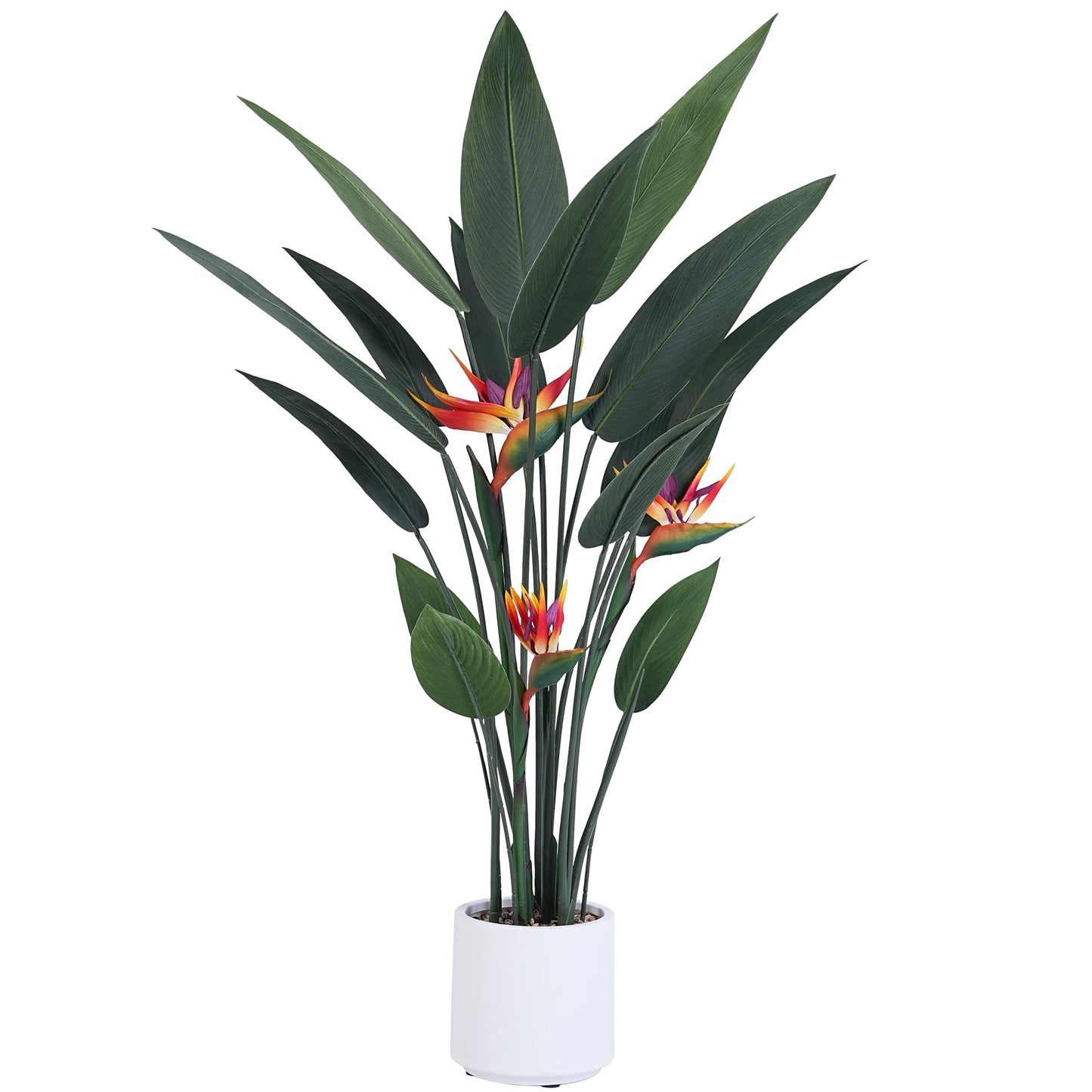 Jocoevol Artificial Bird of Paradise Plant 48in(4Ft) Tall Fake Banana Leaf Plant for Indoors and Outdoors, Artificial Flowers, Faux Palm Tree with Plastic Pot for Office and Home Decor
