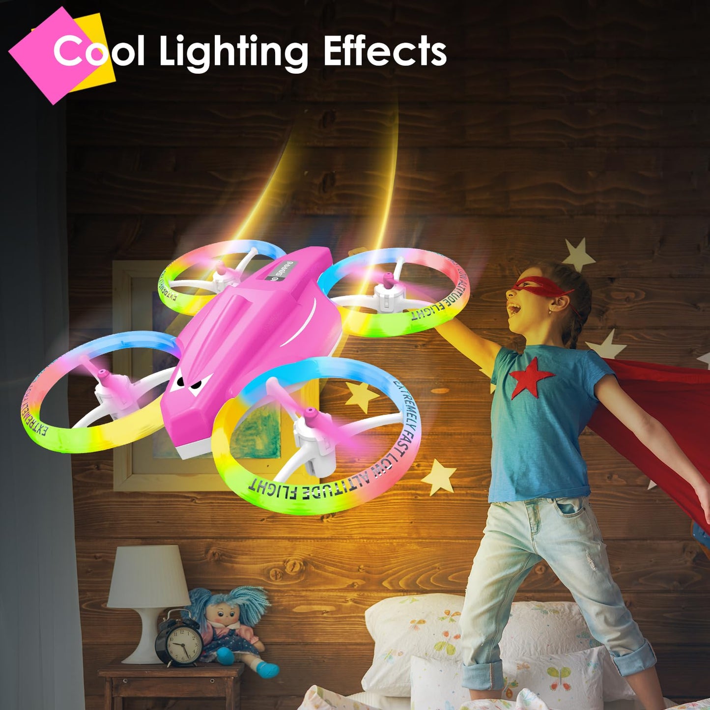 Drone for Kids with LED Light | Lisoco Indoor RC Drone with 360 Flip | 2 Batteries | Easy to Fly Mini Drone for Girls Boys Beginners | Flying Toy Gift (Pink)