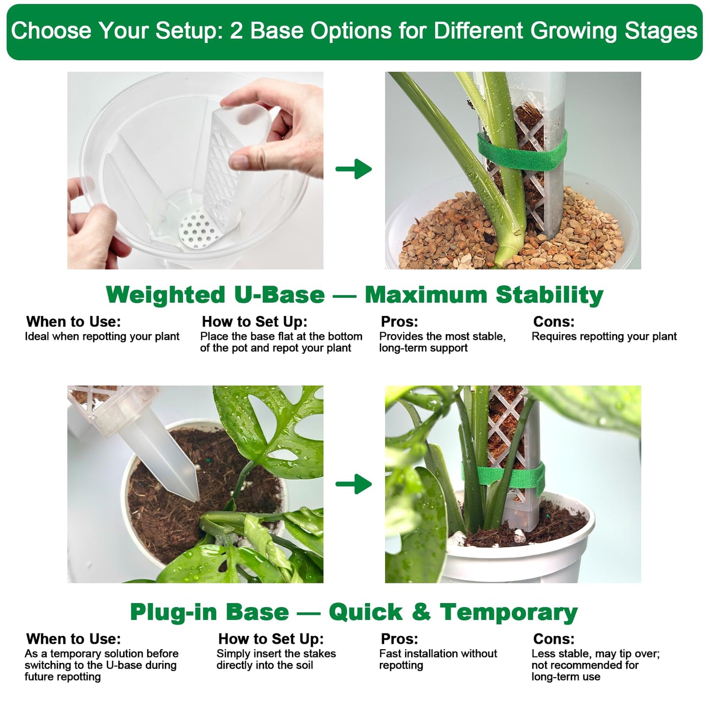 4 Psc 9 Inch D Shaped Moss Pole with Watering Dripper, Plastic Moss Poles for Climbing Plants, Sturdy Monstera Plant Support, Self Watering Moss Pole Kit for Plants Indoor(Translucent)
